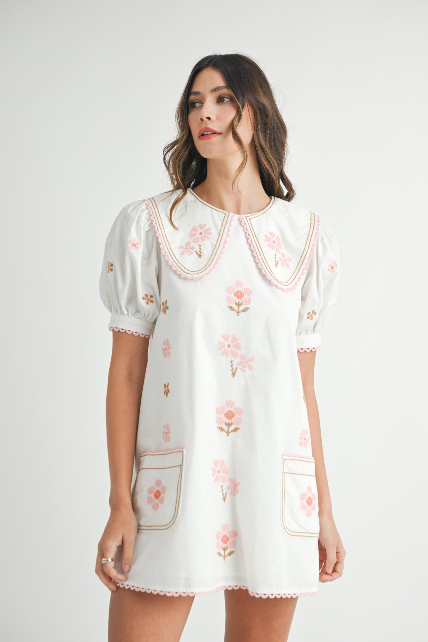Garden Party Embroidered Babydoll Mini Dress (PRE-ORDER - AVAILABLE TO SHIP 2/11)