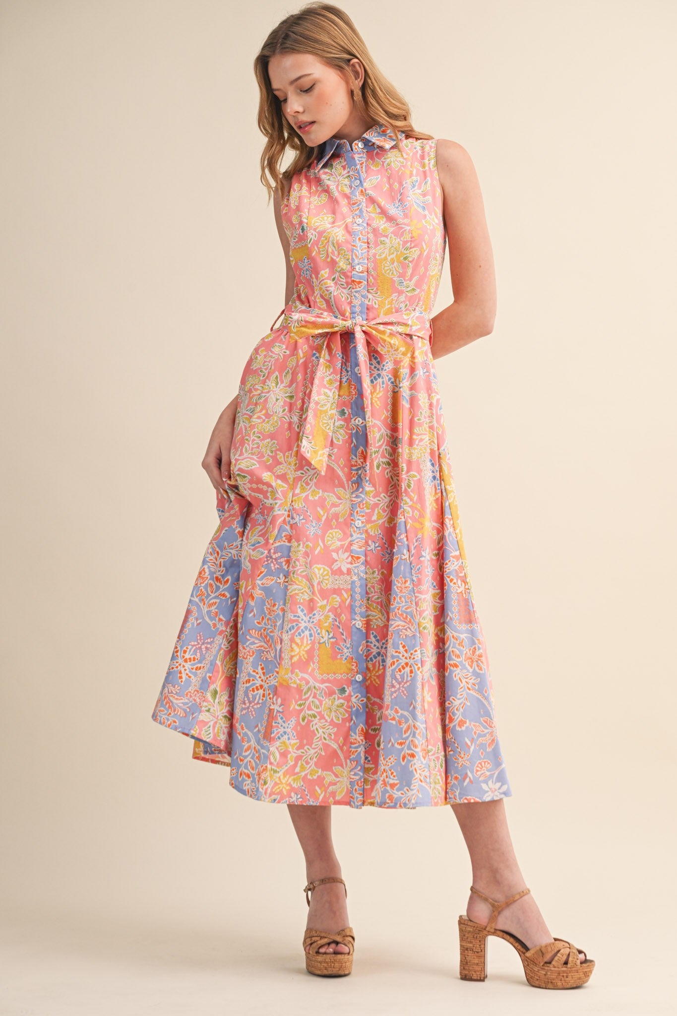 camellia midi dress Women's Camellia Fit and Flare Flutter Sleeved Mesh Silk Midi Dress XS/S/M/L/Customize Baby Pink/White Plain/Floral MEAN BLVD S / Baby Pink / Plain