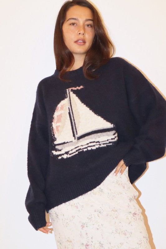 Sail Away Sweater - Navy