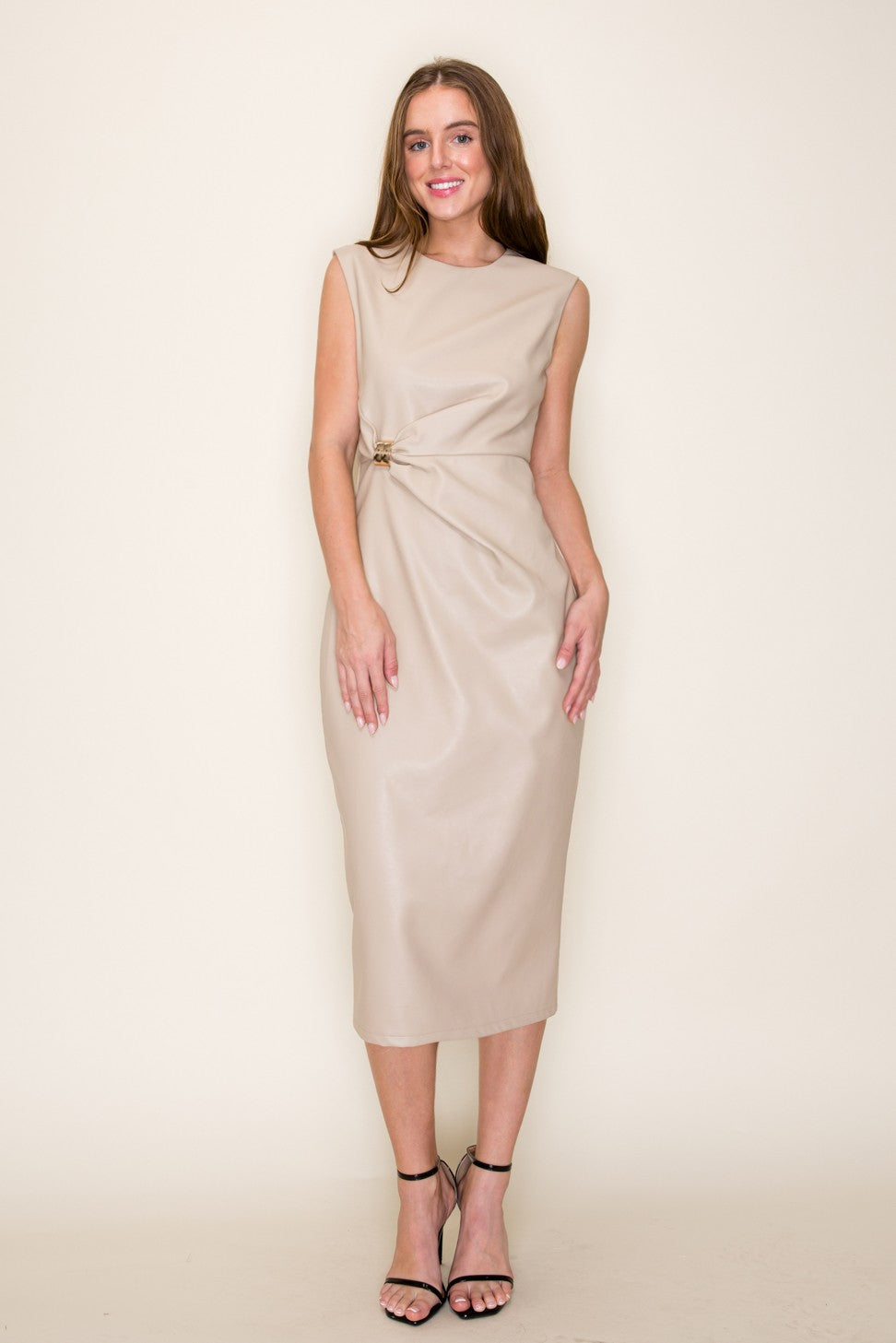 Sloane Faux Leather Midi Dress