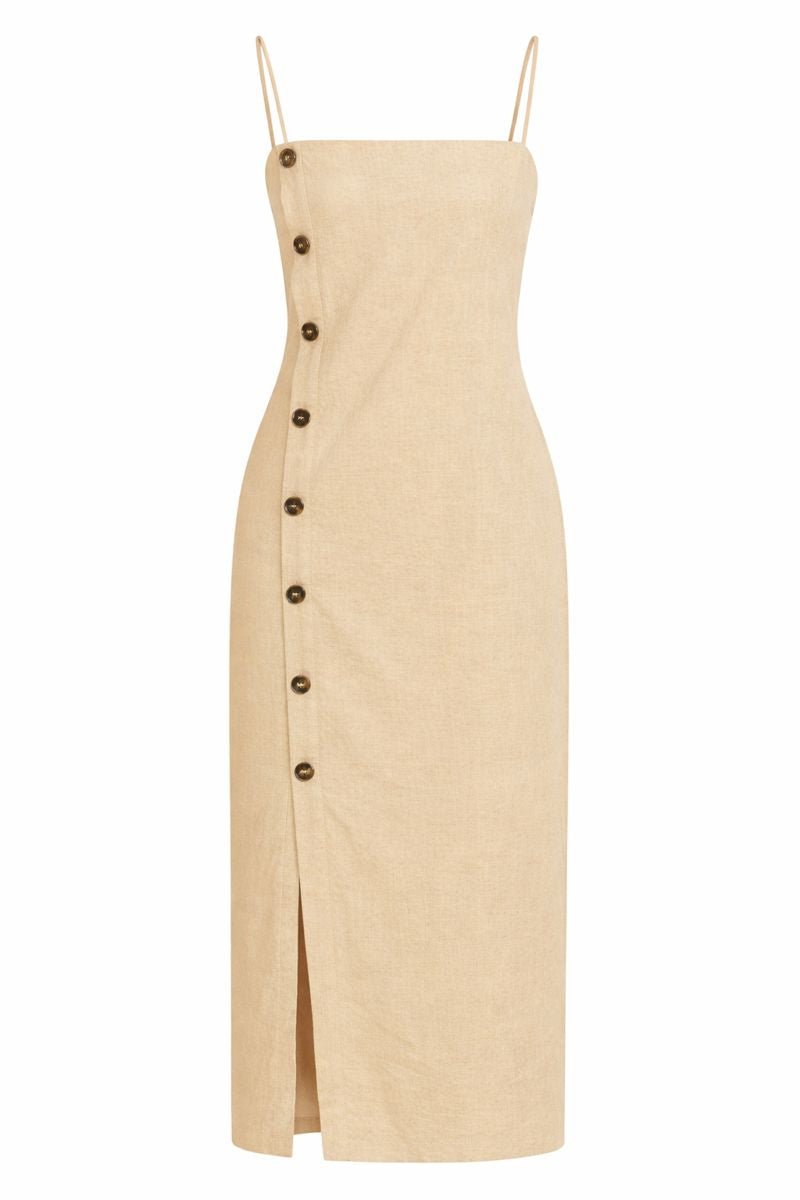 Sand Dune Linen Midi Dress