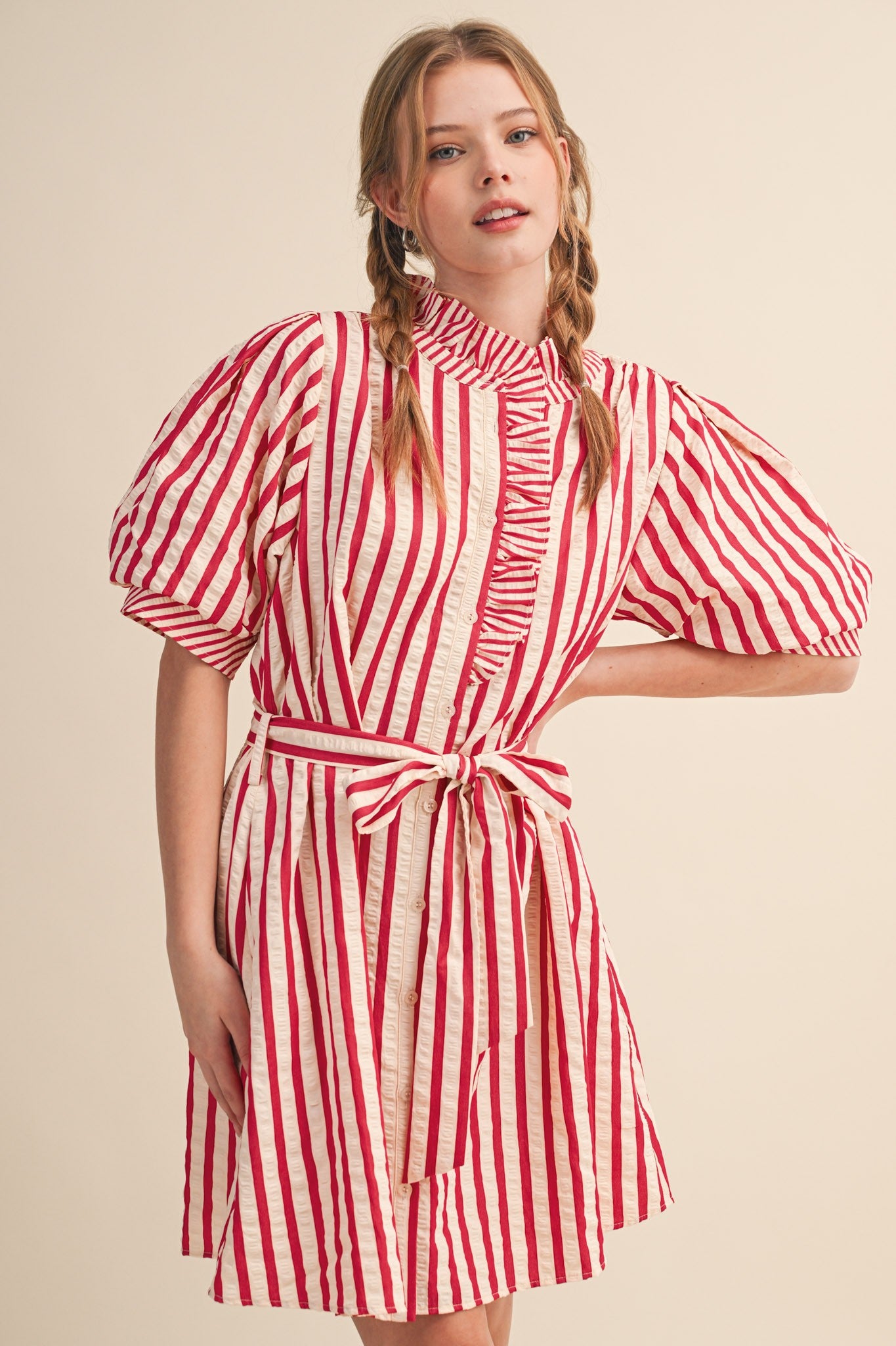 The Cherry Stripe Mini Dress - PREORDER (AVAILABLE TO SHIP 7/3)