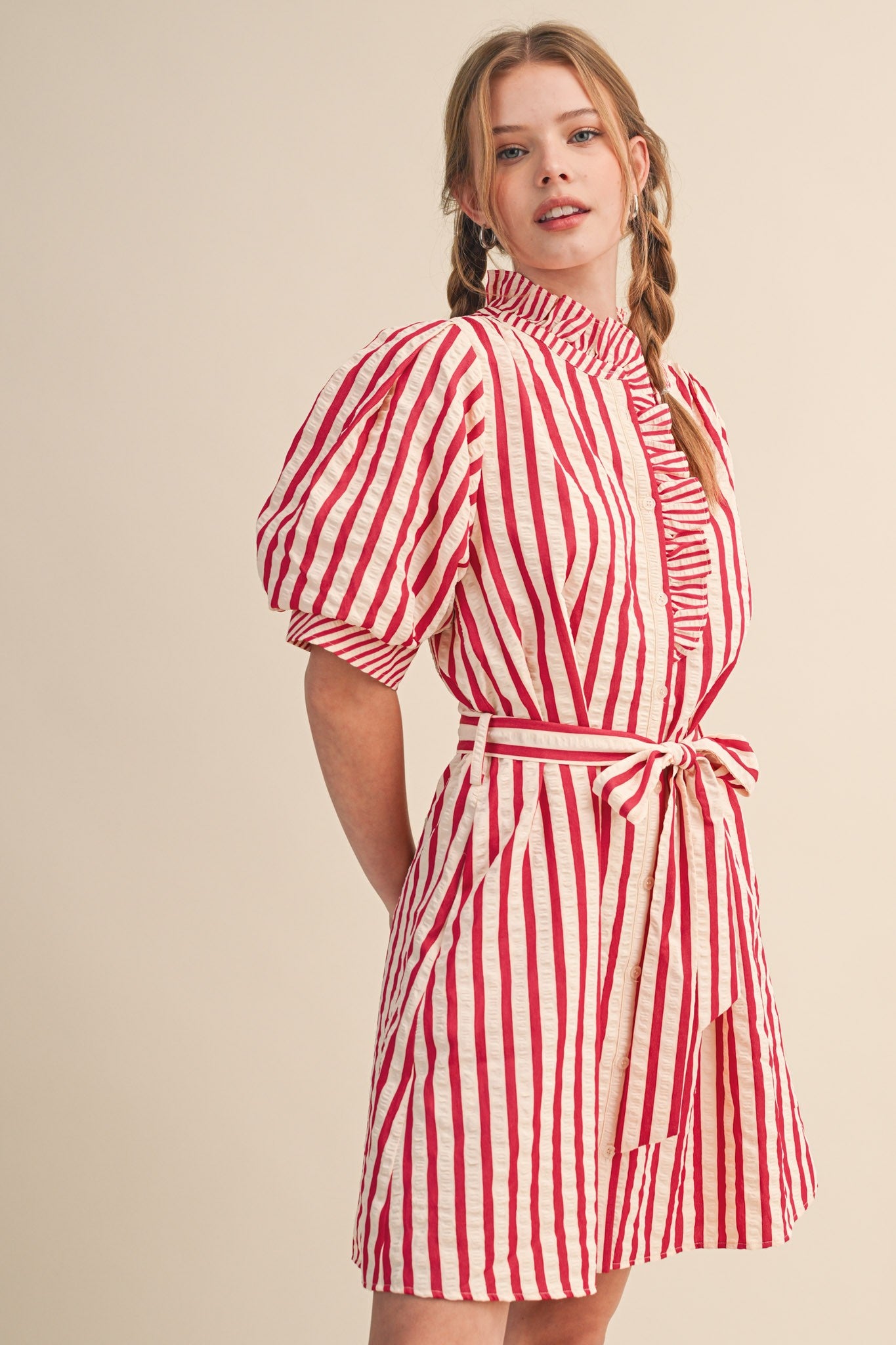 The Cherry Stripe Mini Dress - PREORDER (AVAILABLE TO SHIP 7/3)