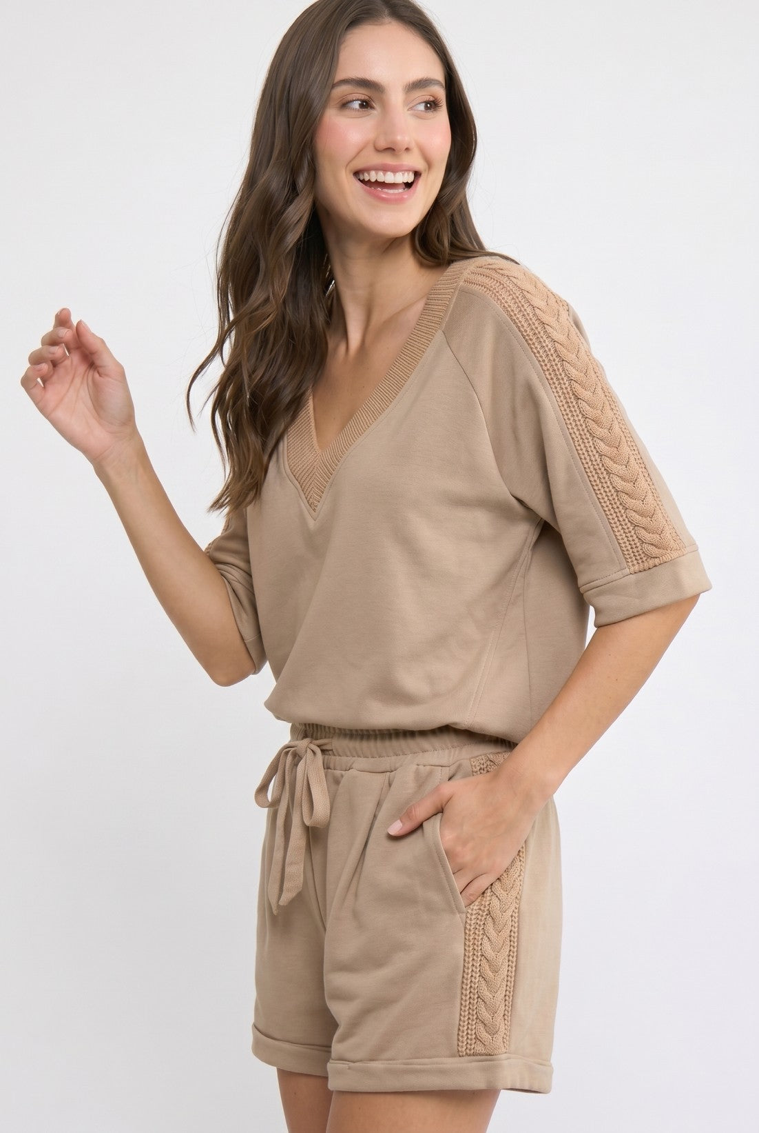 Tess Taupe Braided Shorts