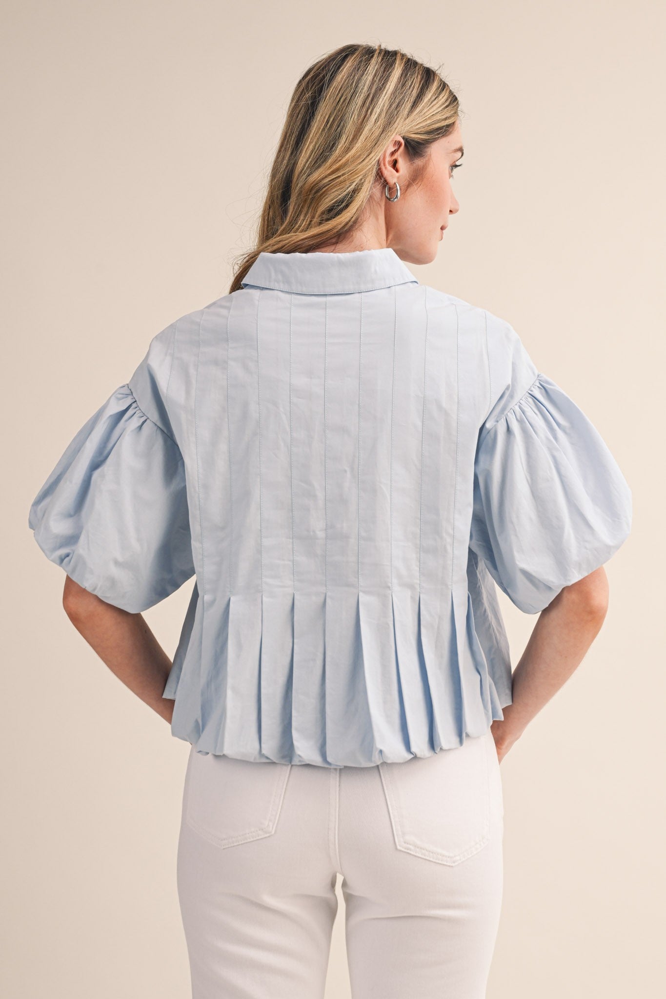 Piper Pleated Bubble Hem Blouse (PRE-ORDER - AVAILABLE TO SHIP 3/3)