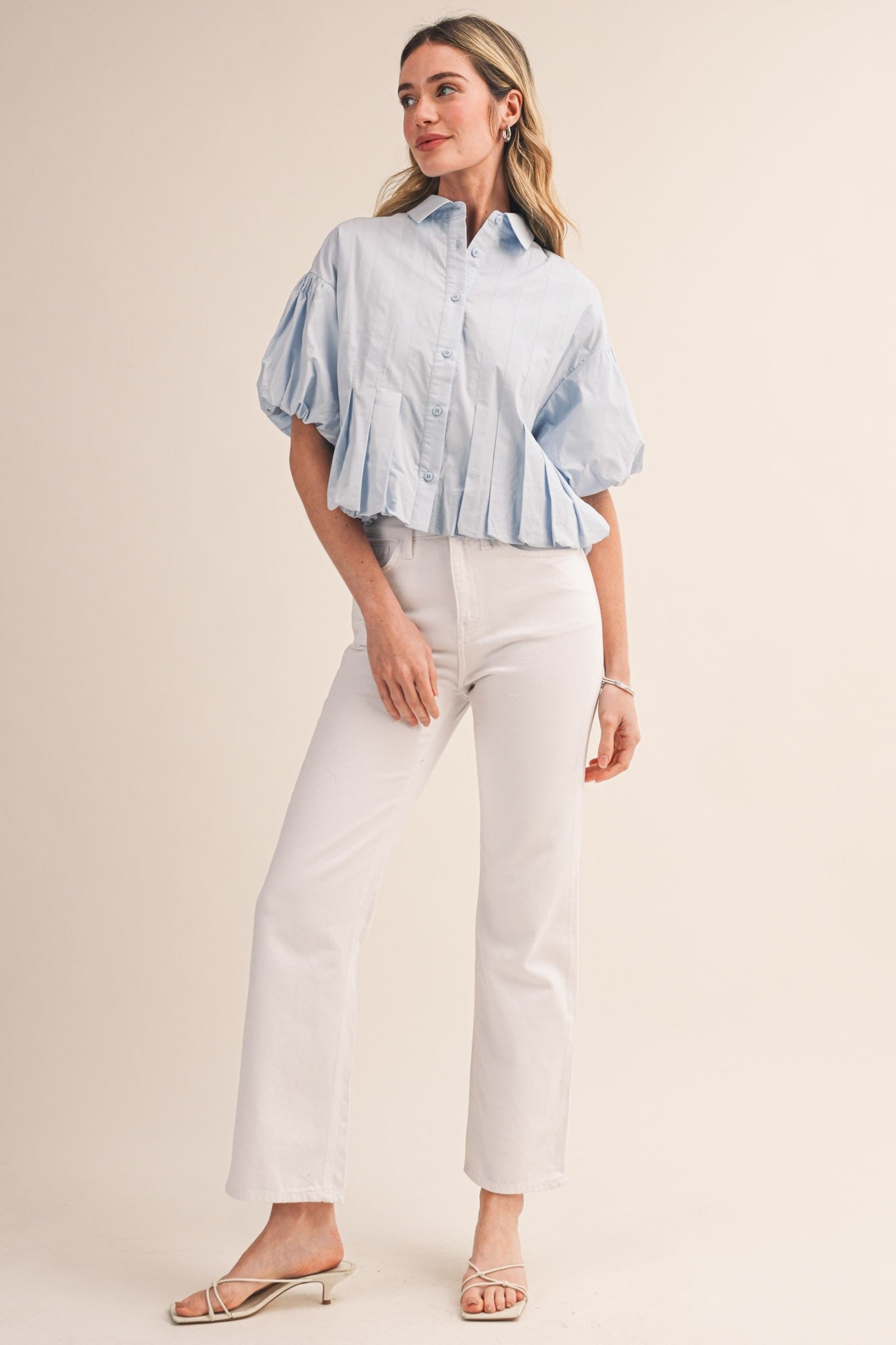 Piper Pleated Bubble Hem Blouse (PRE-ORDER - AVAILABLE TO SHIP 3/3)