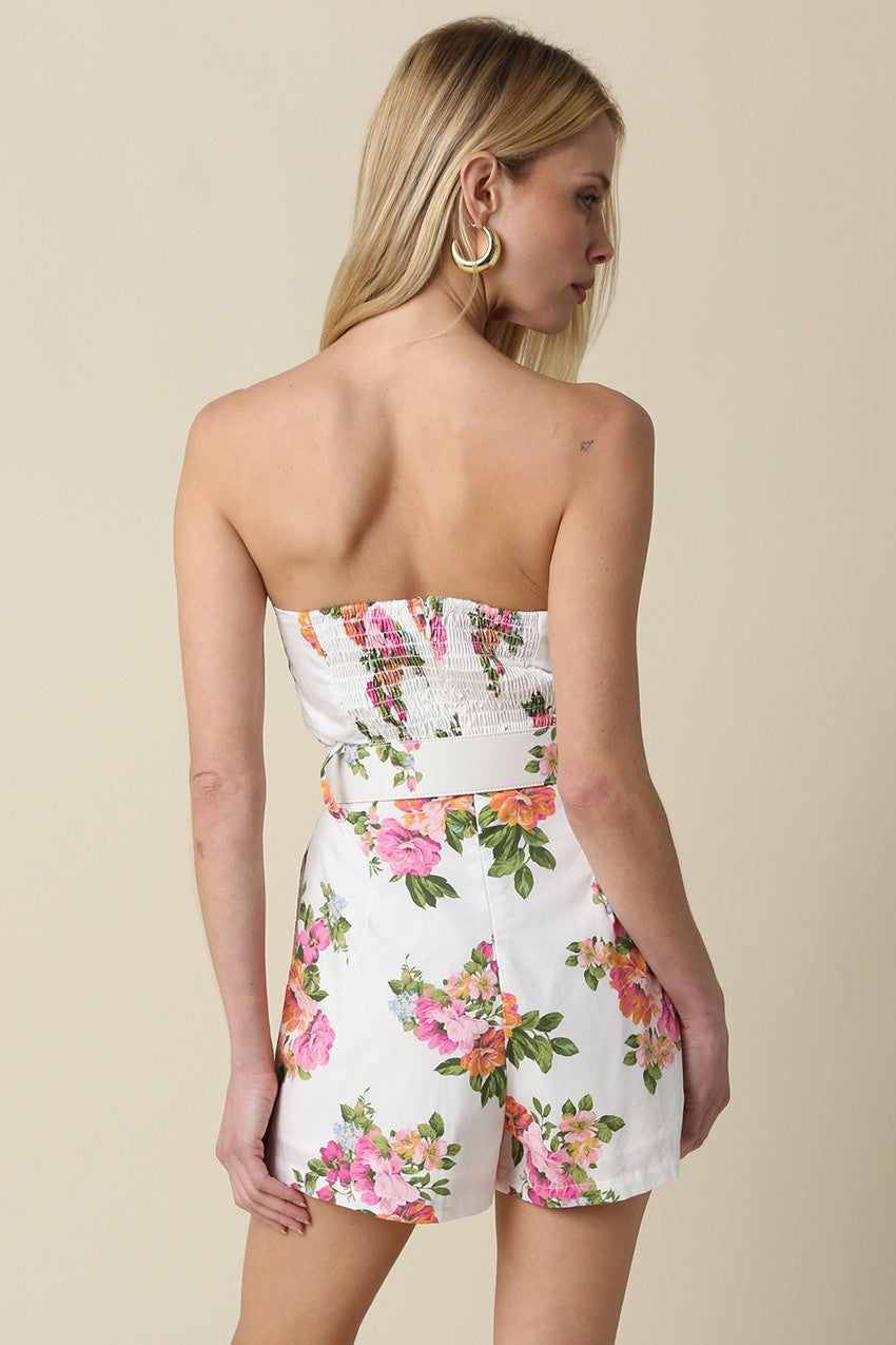 Summer Bloom Strapless Romper