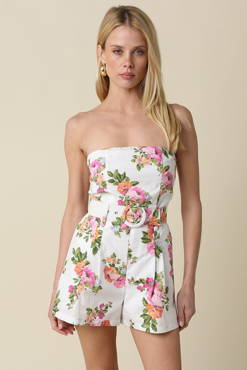 Summer Bloom Strapless Romper