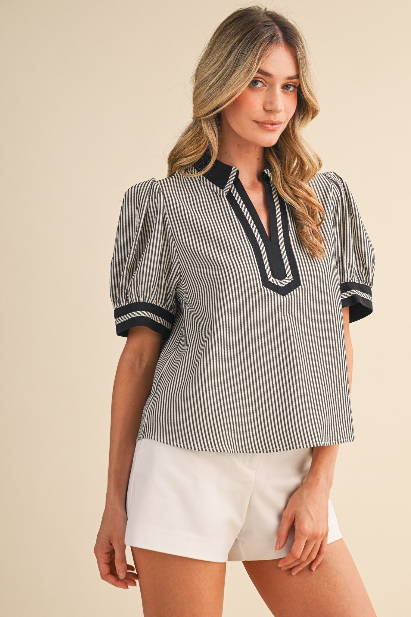 Coastal Classic Striped Blouse - PREORDER (AVAILABLE TO SHIP 7/3)