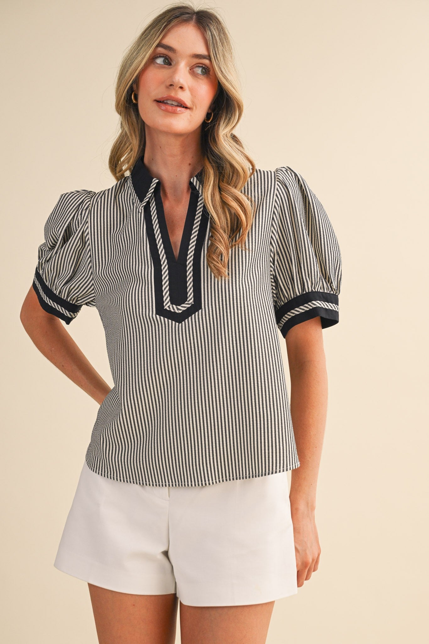 Coastal Classic Striped Blouse - PREORDER (AVAILABLE TO SHIP 7/3)