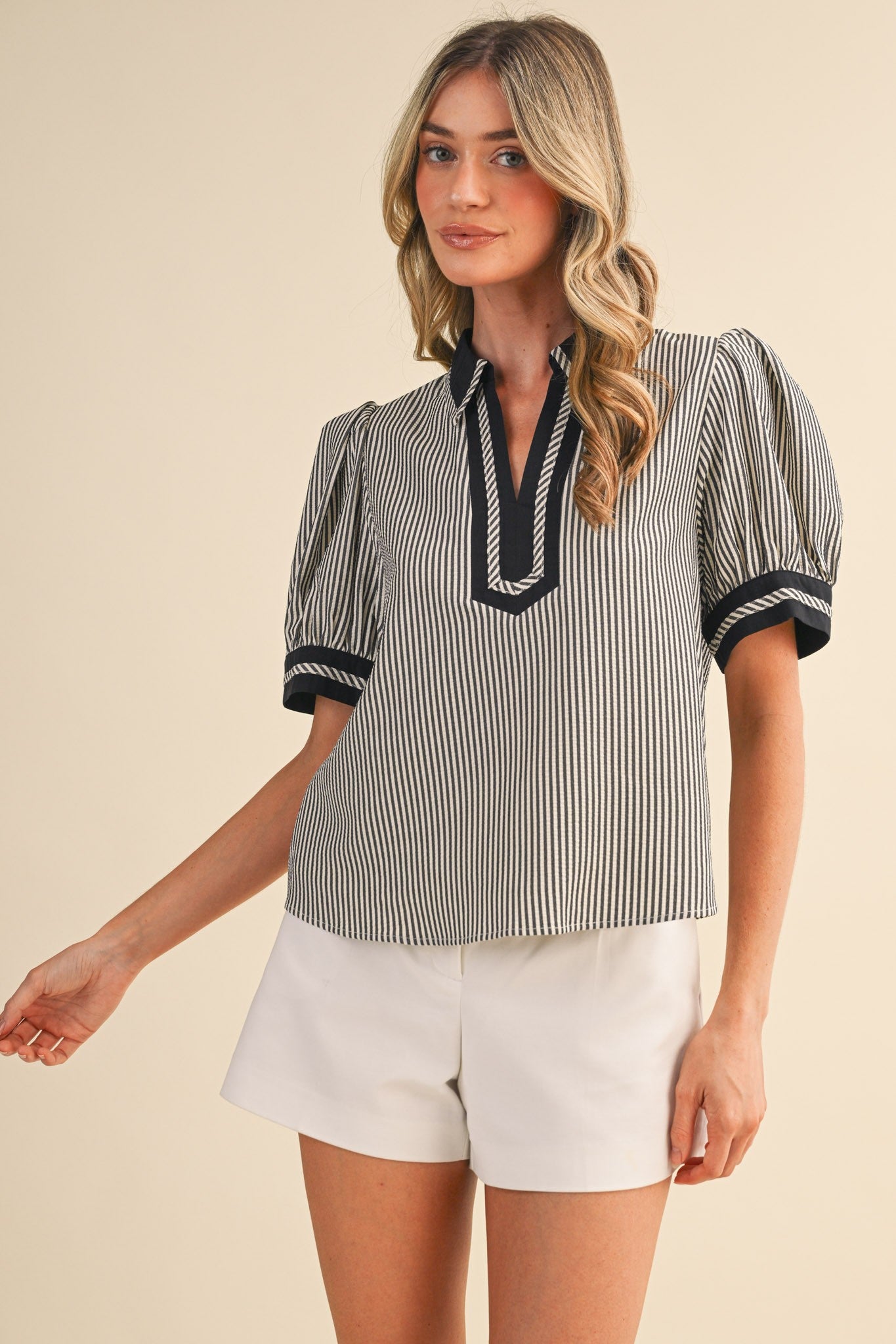 Coastal Classic Striped Blouse - PREORDER (AVAILABLE TO SHIP 7/3)