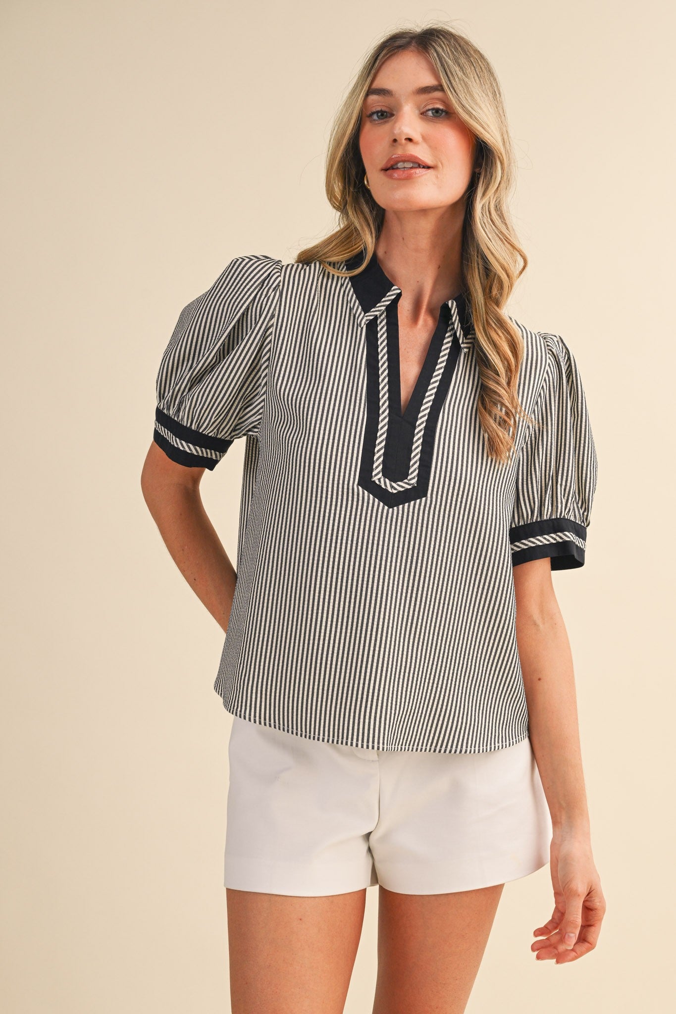 Coastal Classic Striped Blouse - PREORDER (AVAILABLE TO SHIP 7/3)