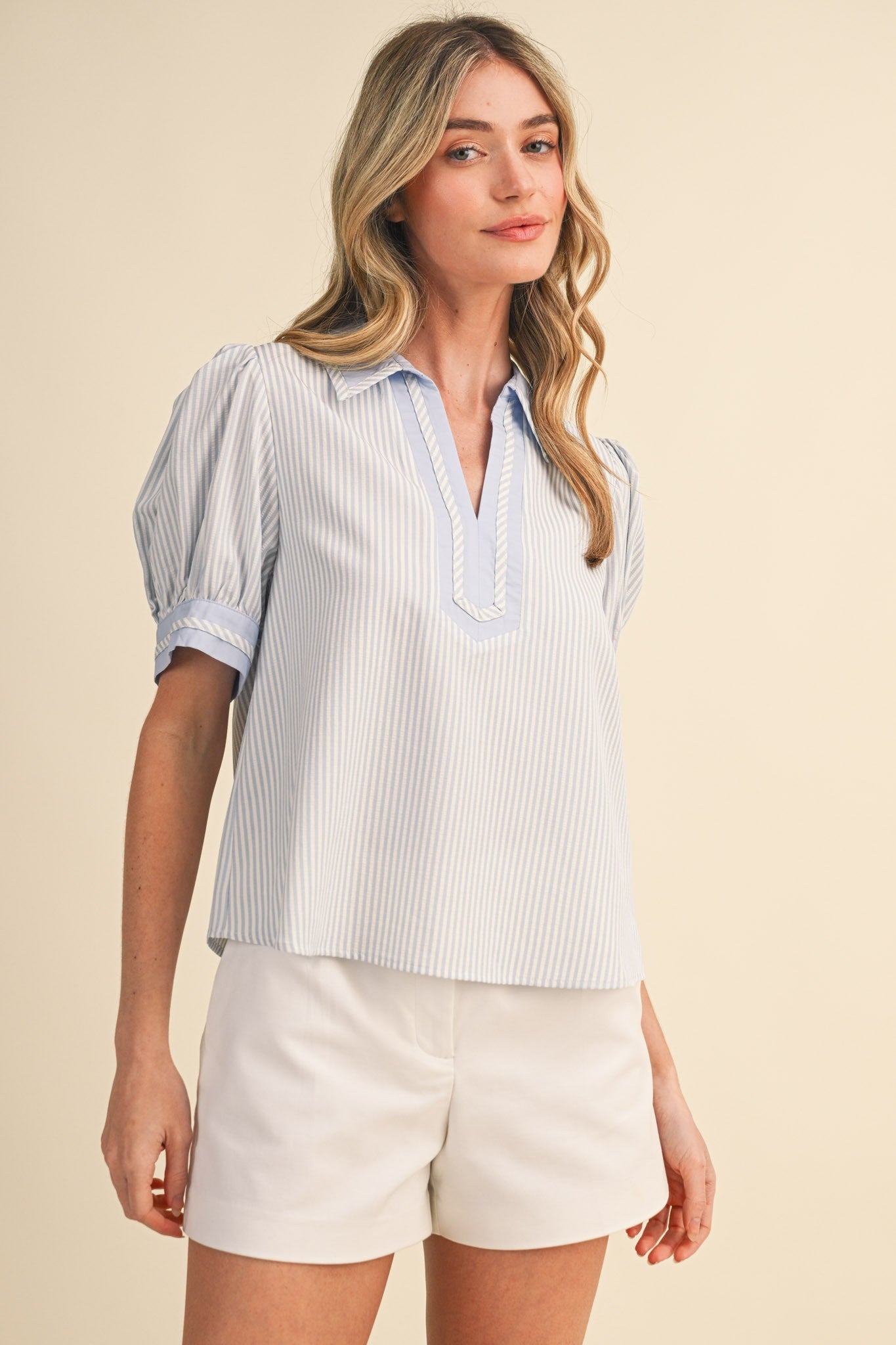 Hampton Blue Striped Blouse - PREORDER (AVAILABLE TO SHIP 7/3) (Copy)
