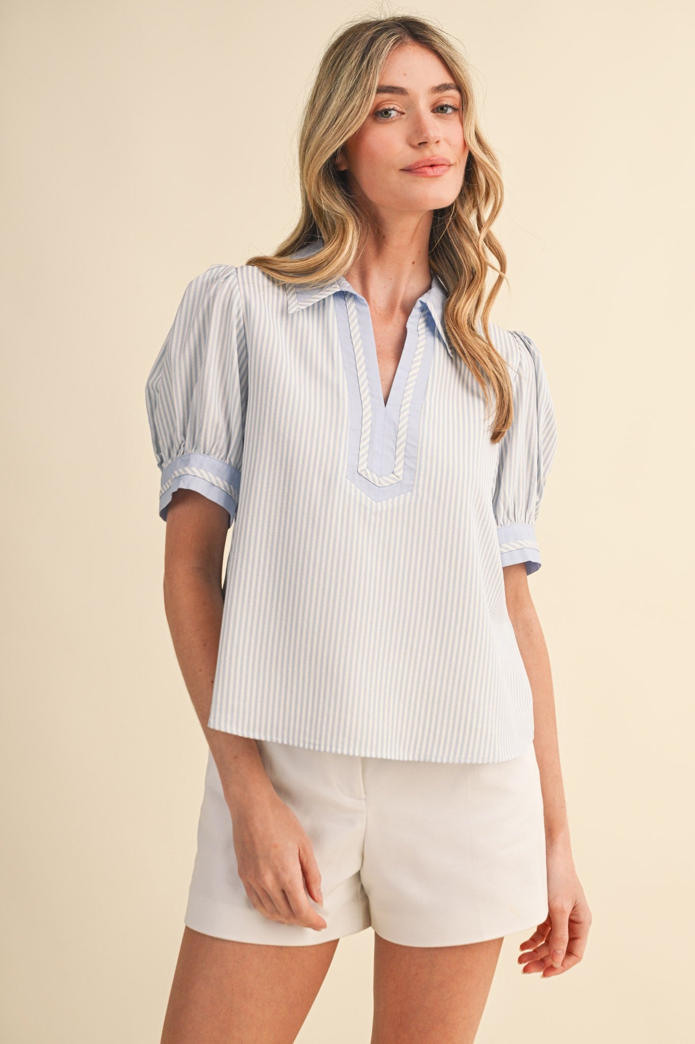 Hampton Blue Striped Blouse - PREORDER (AVAILABLE TO SHIP 7/3) (Copy)