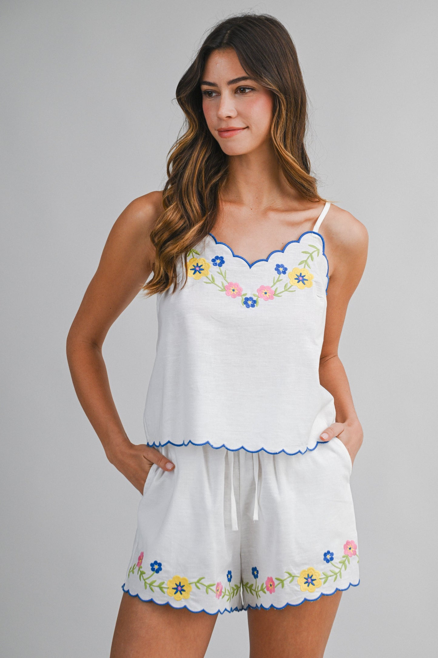 Wildflower Embroidered Top & Shorts Set (PRE-ORDER - AVAILABLE TO SHIP 2/11)