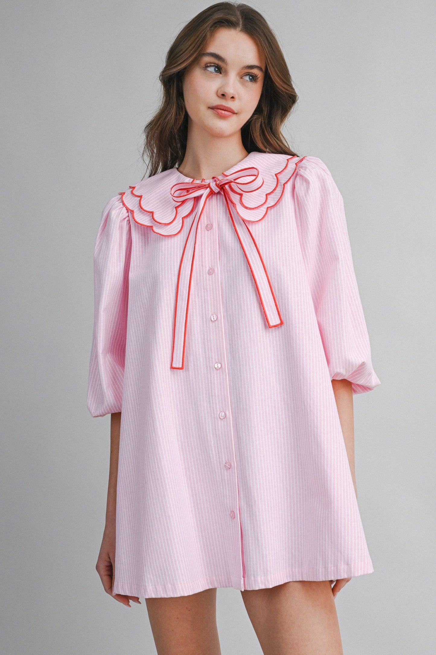 pink collared mini dress Collar Mini Dress