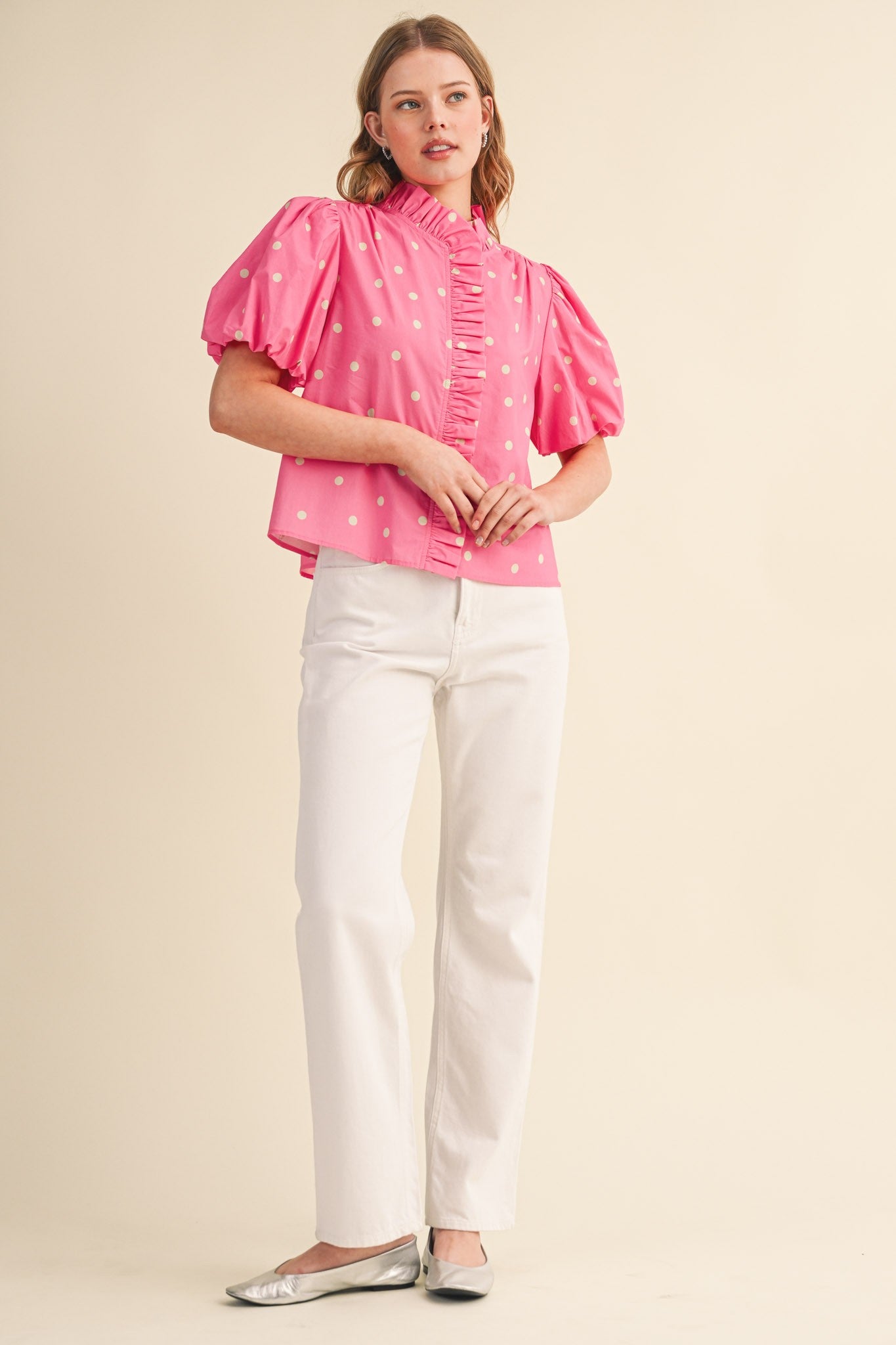 Pink Polka Dot Blouse - PREORDER (AVAILABLE TO SHIP 7/3)