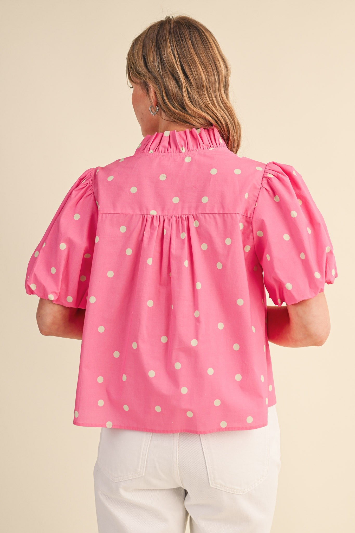 Pink Polka Dot Blouse - PREORDER (AVAILABLE TO SHIP 7/3)