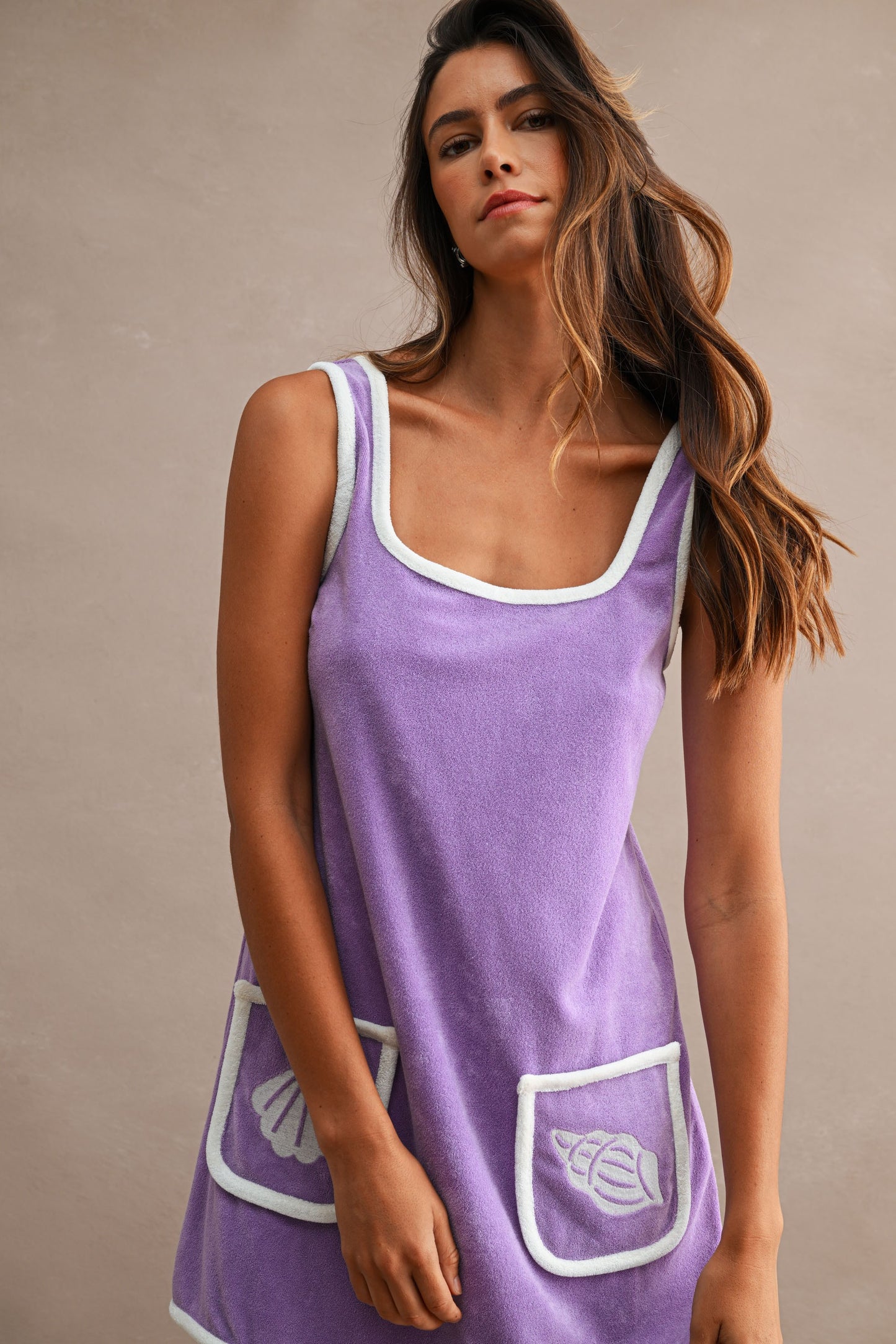 Lavender Shores Terry Mini Dress (PRE-ORDER/AVAILABLE TO SHIP 8/13)