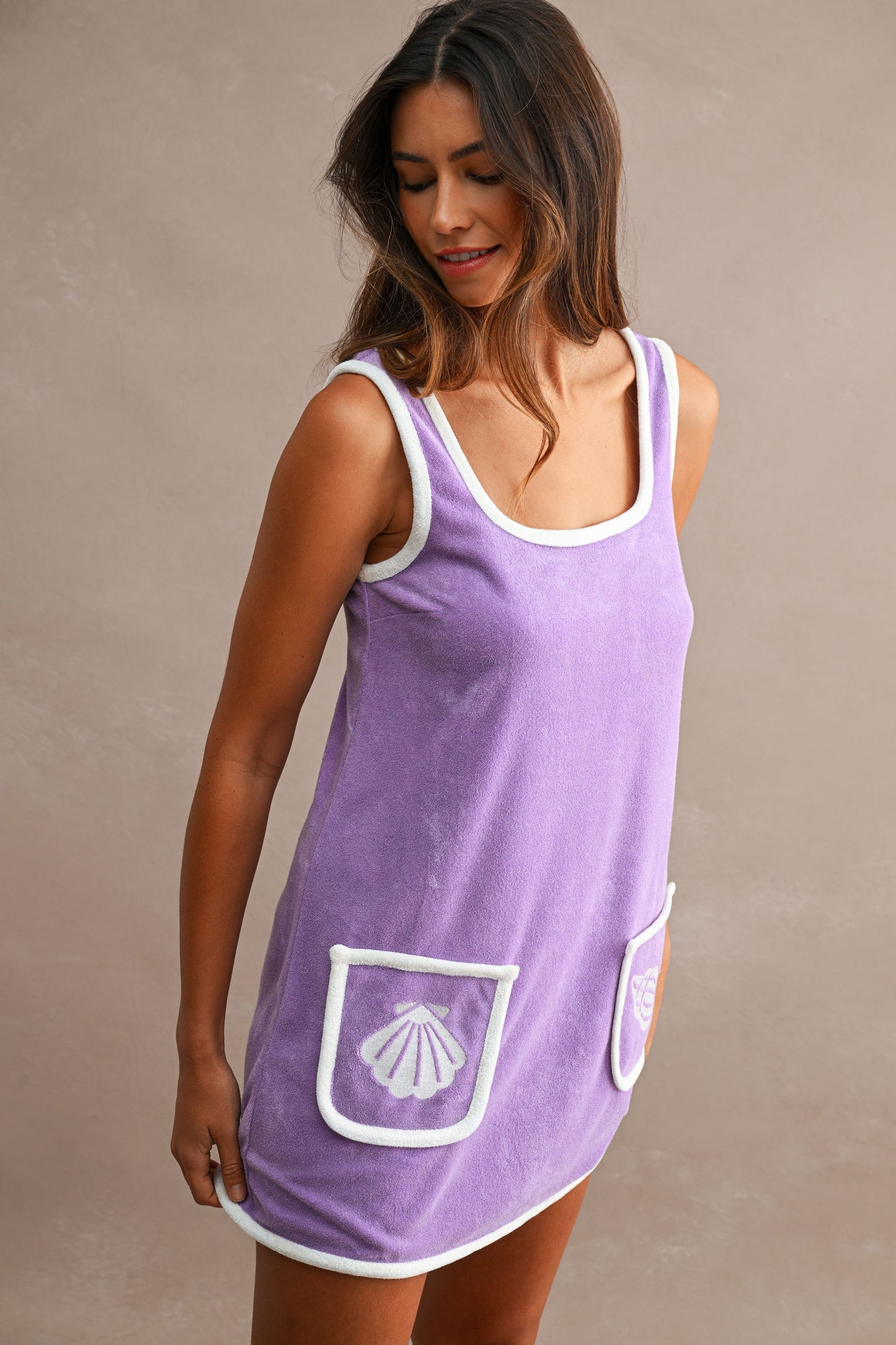Lavender Shores Terry Mini Dress (PRE-ORDER/AVAILABLE TO SHIP 8/13)