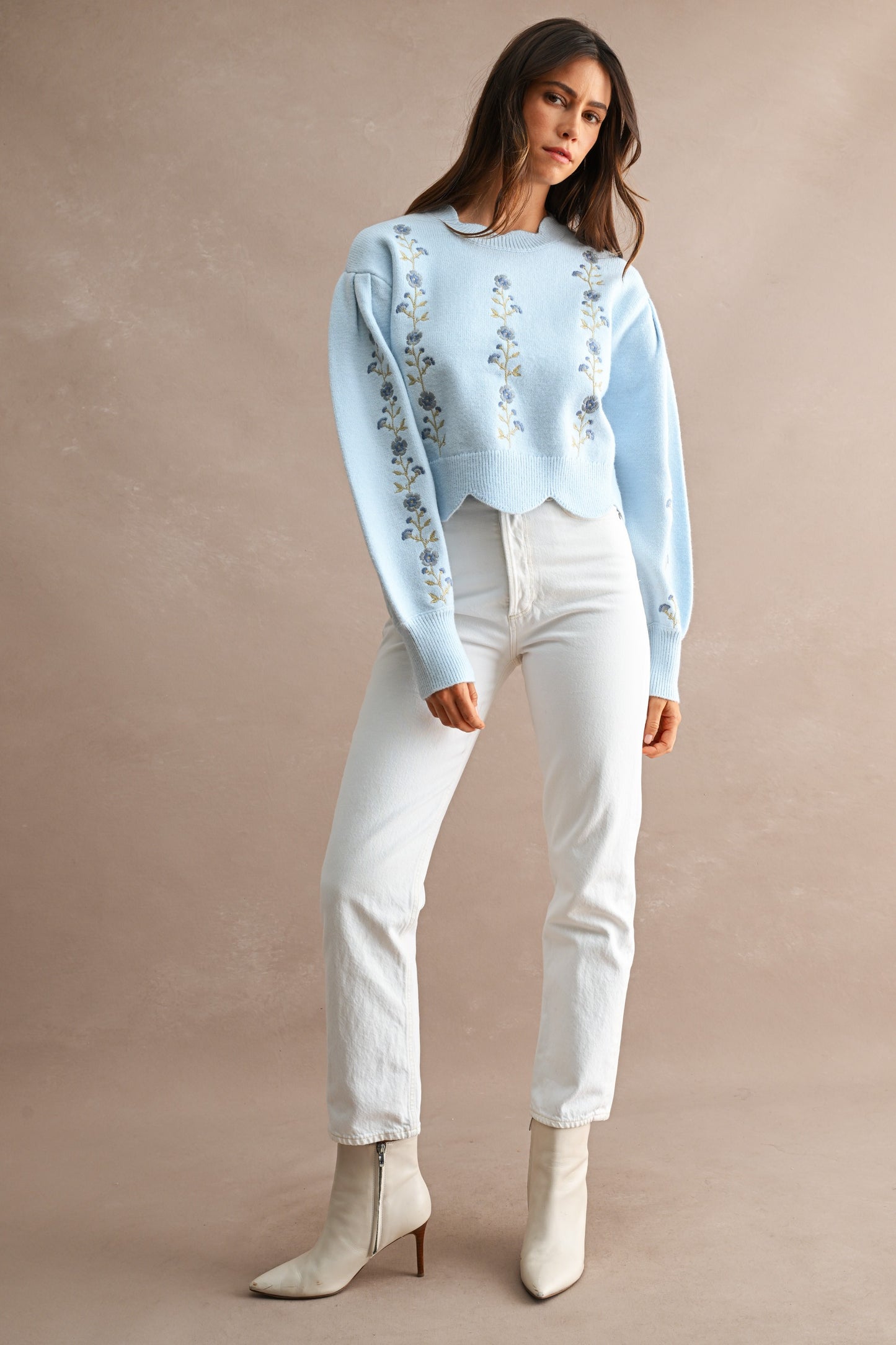 Sadie Scallop Floral Sweater