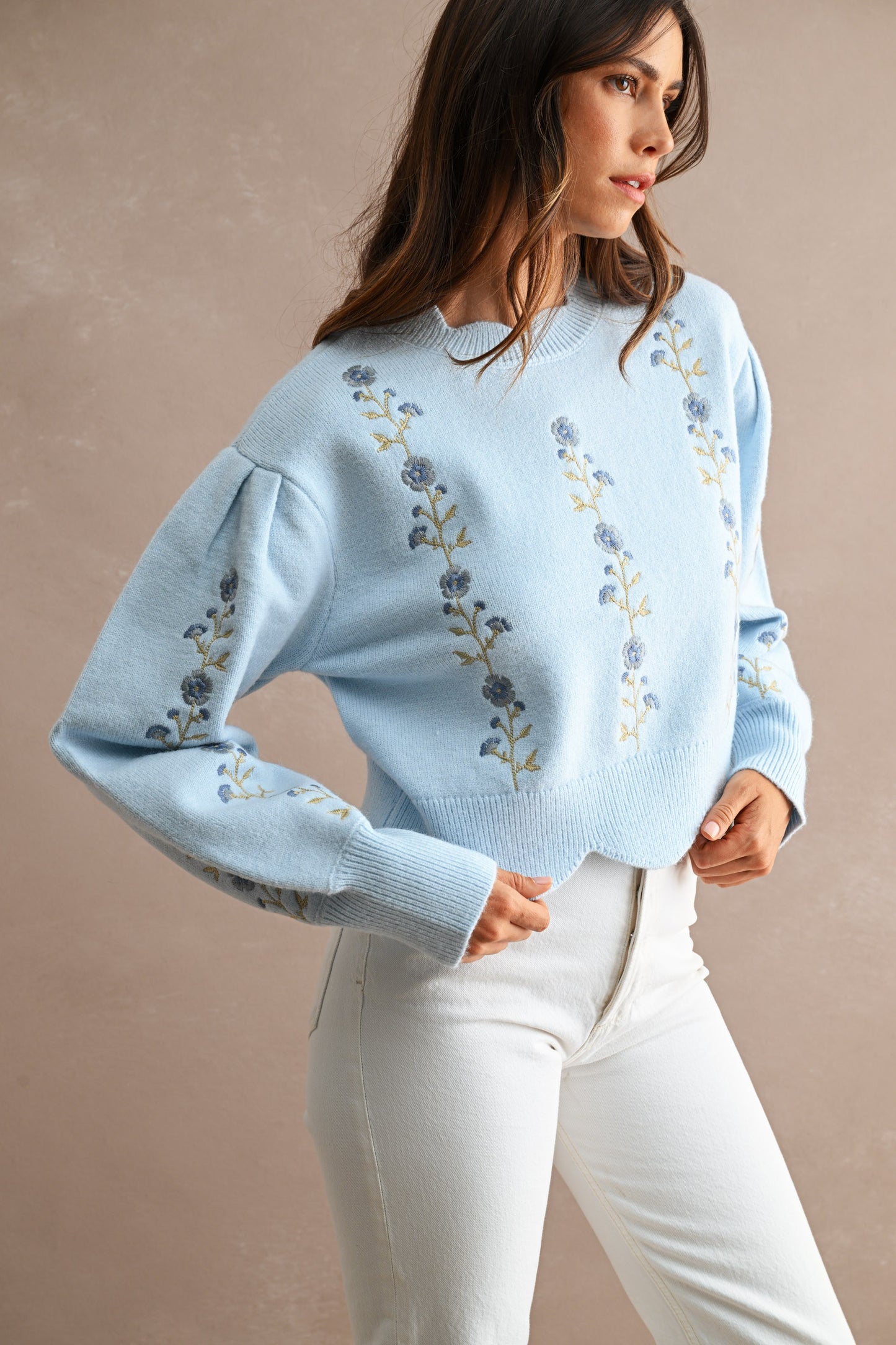 Sadie Scallop Floral Sweater