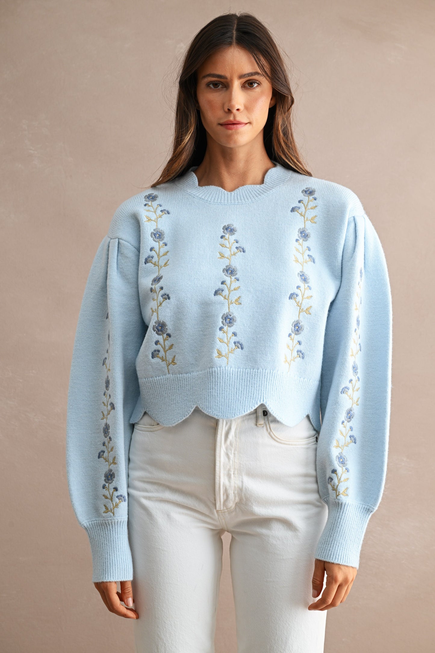 Sadie Scallop Floral Sweater