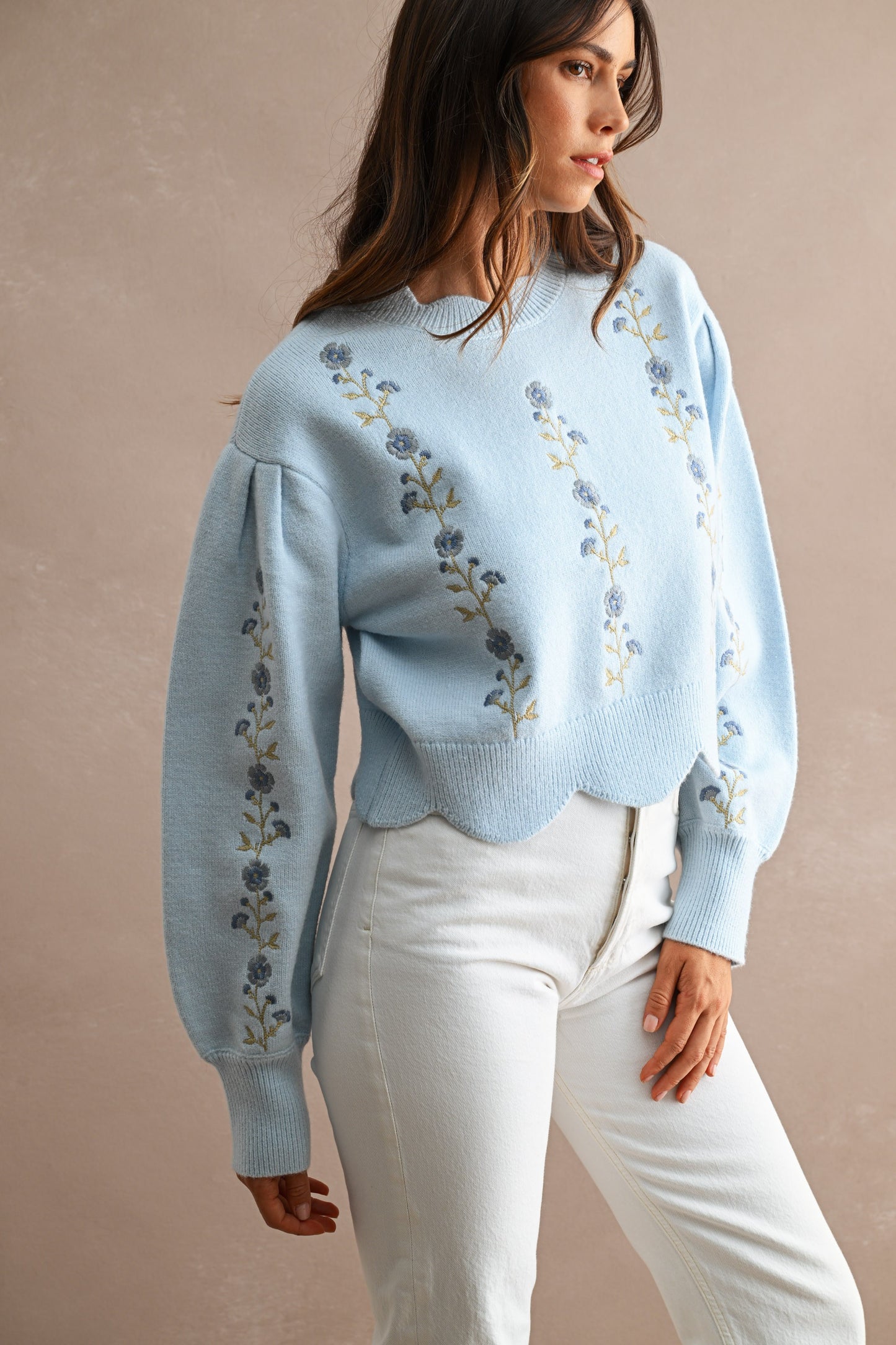 Sadie Scallop Floral Sweater
