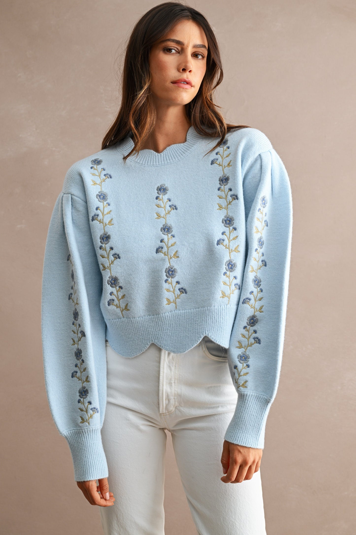 Sadie Scallop Floral Sweater