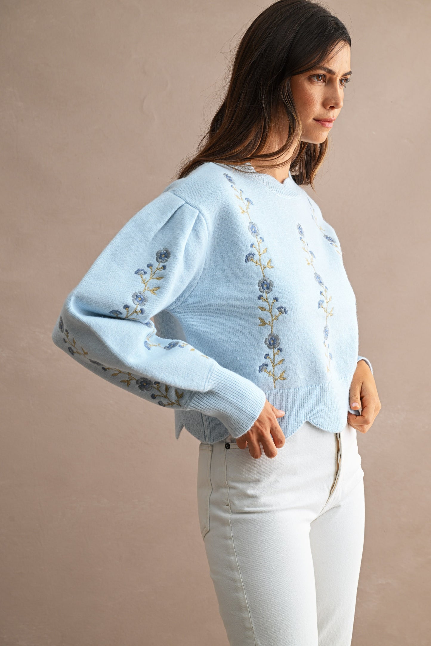 Sadie Scallop Floral Sweater