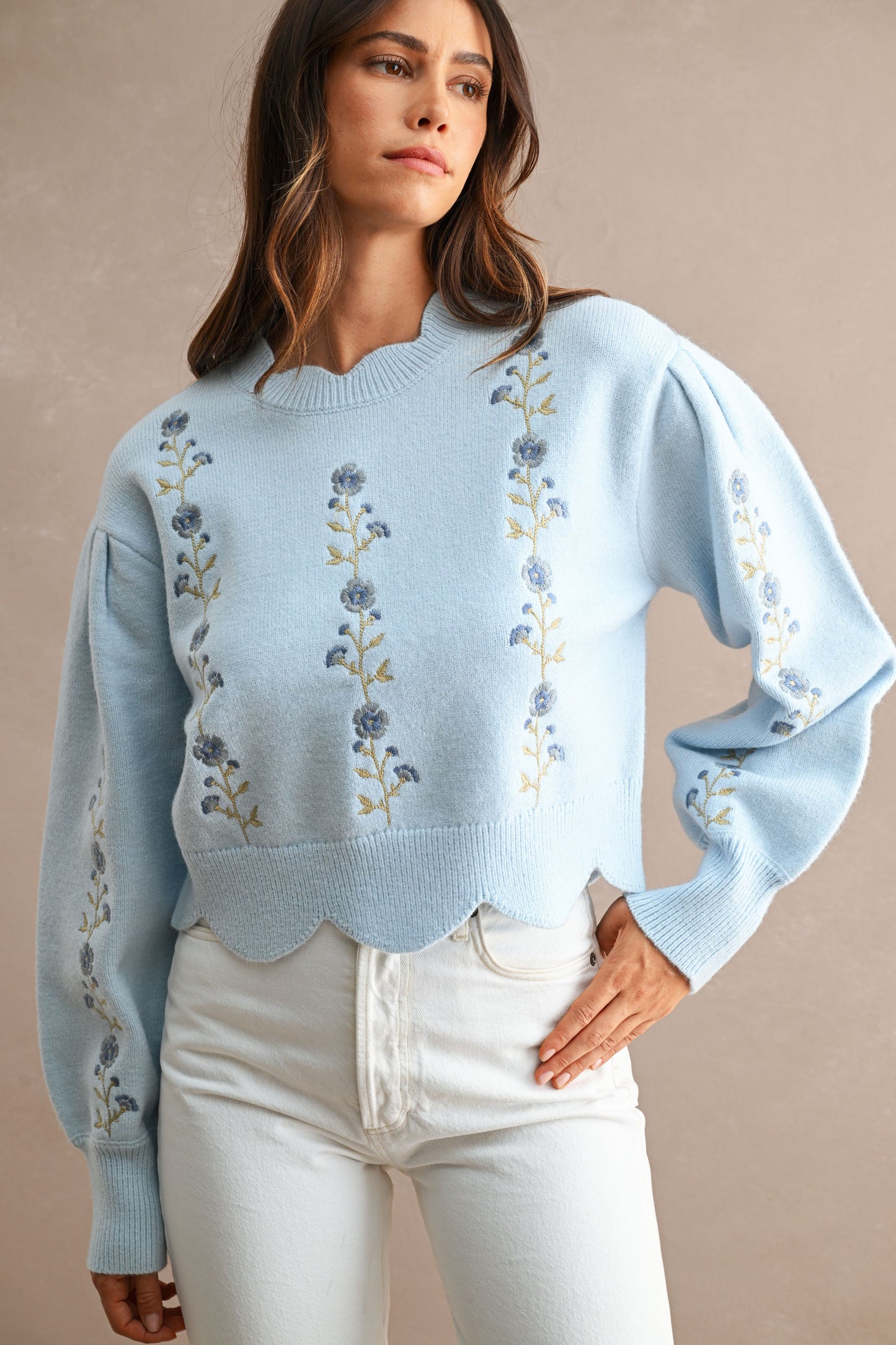 Sadie Scallop Floral Sweater