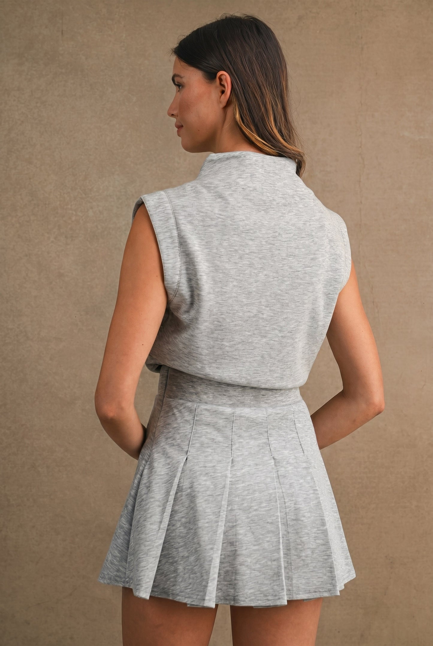 Match Point Scuba Mockneck Pleated Romper (PRE-ORDER/AVAILABLE TO SHIP 8/13)