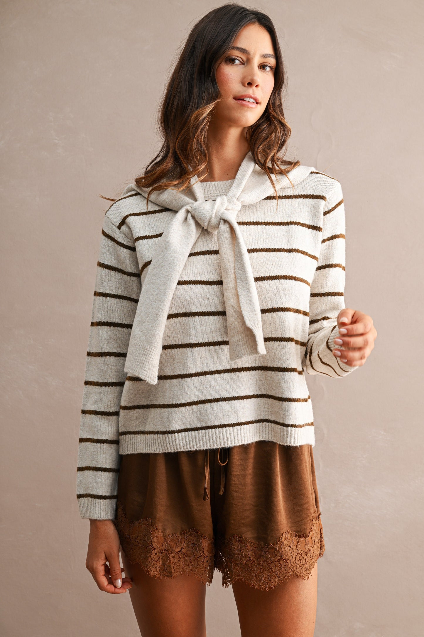 With Detachable Knit Scarf