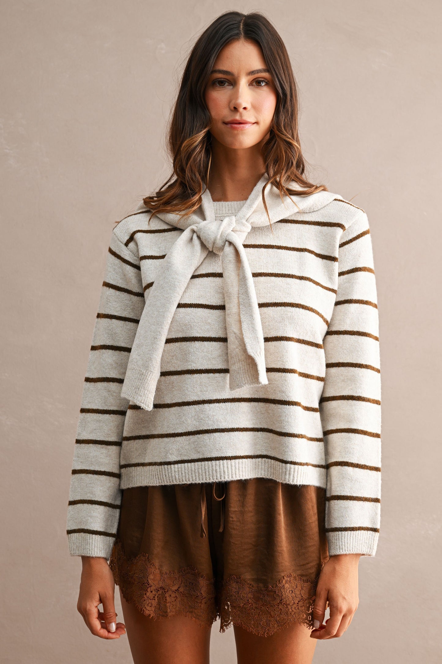 With Detachable Knit Scarf