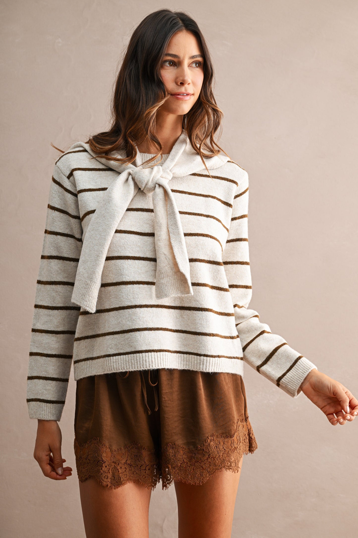 With Detachable Knit Scarf