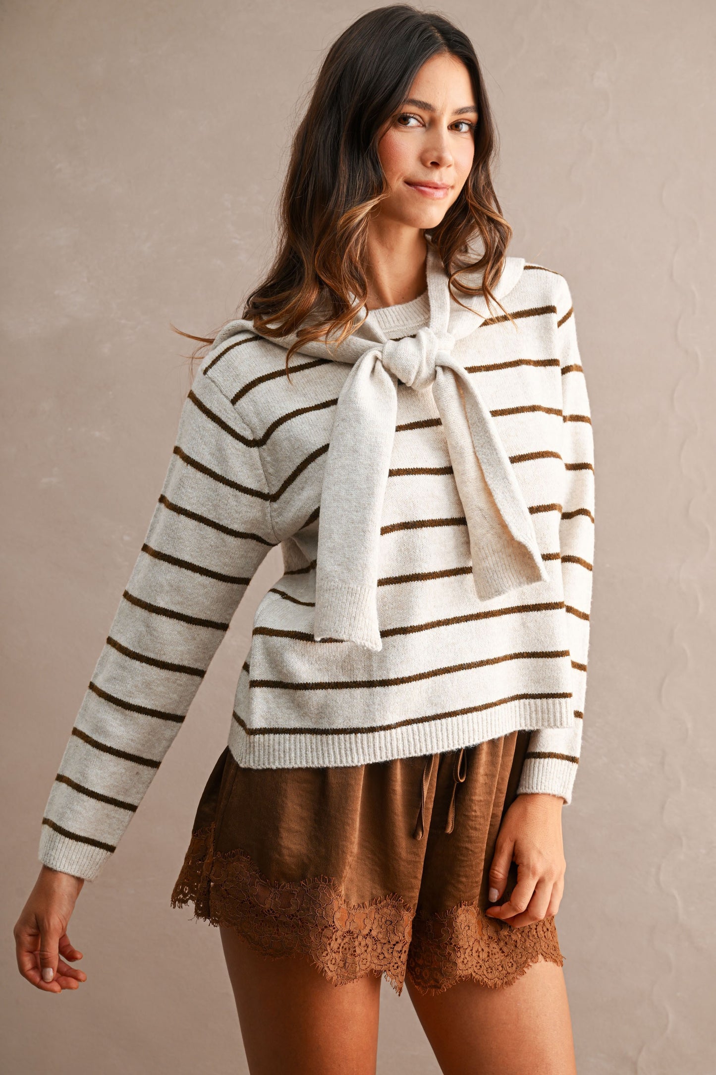 With Detachable Knit Scarf