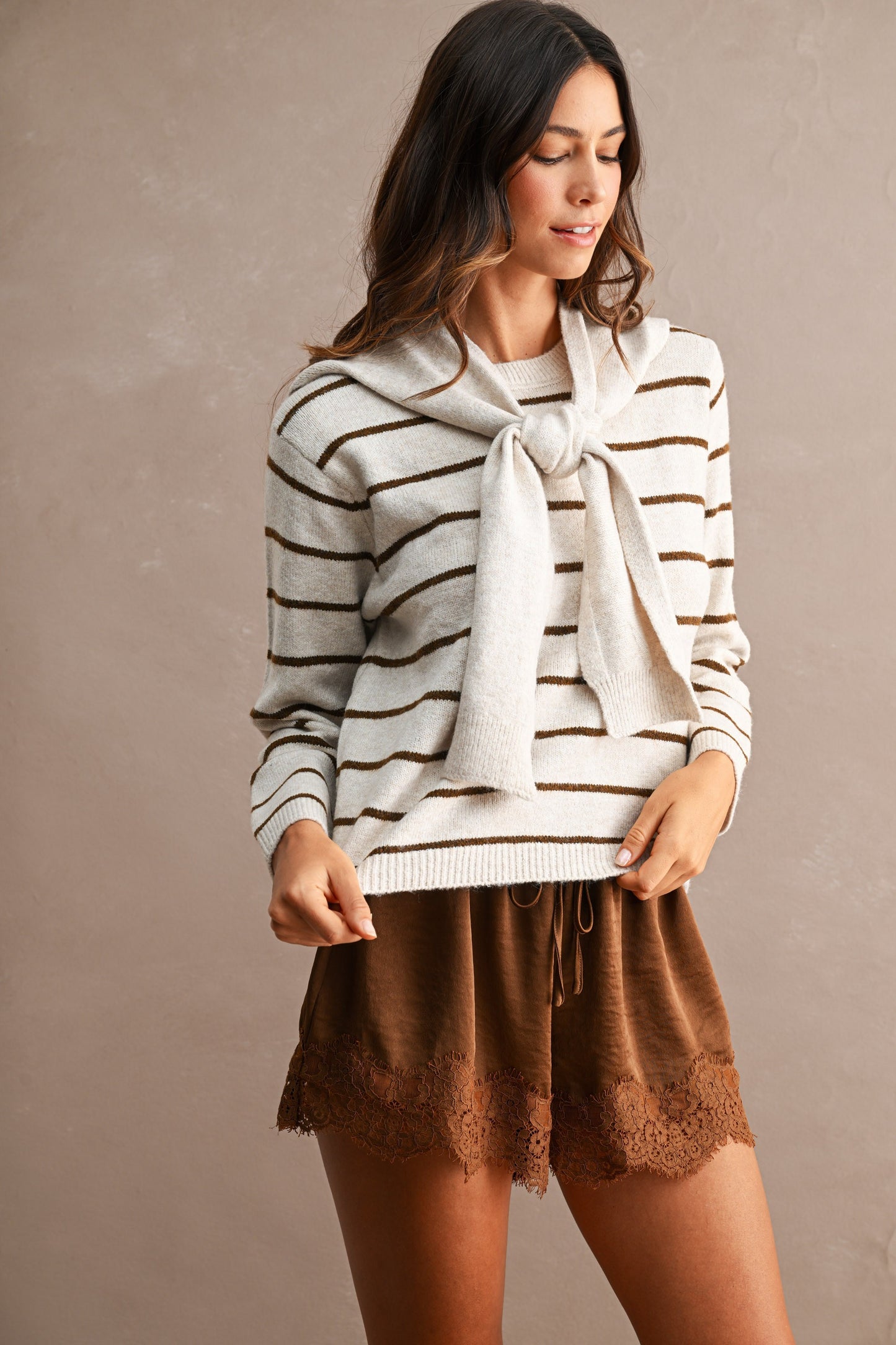 With Detachable Knit Scarf