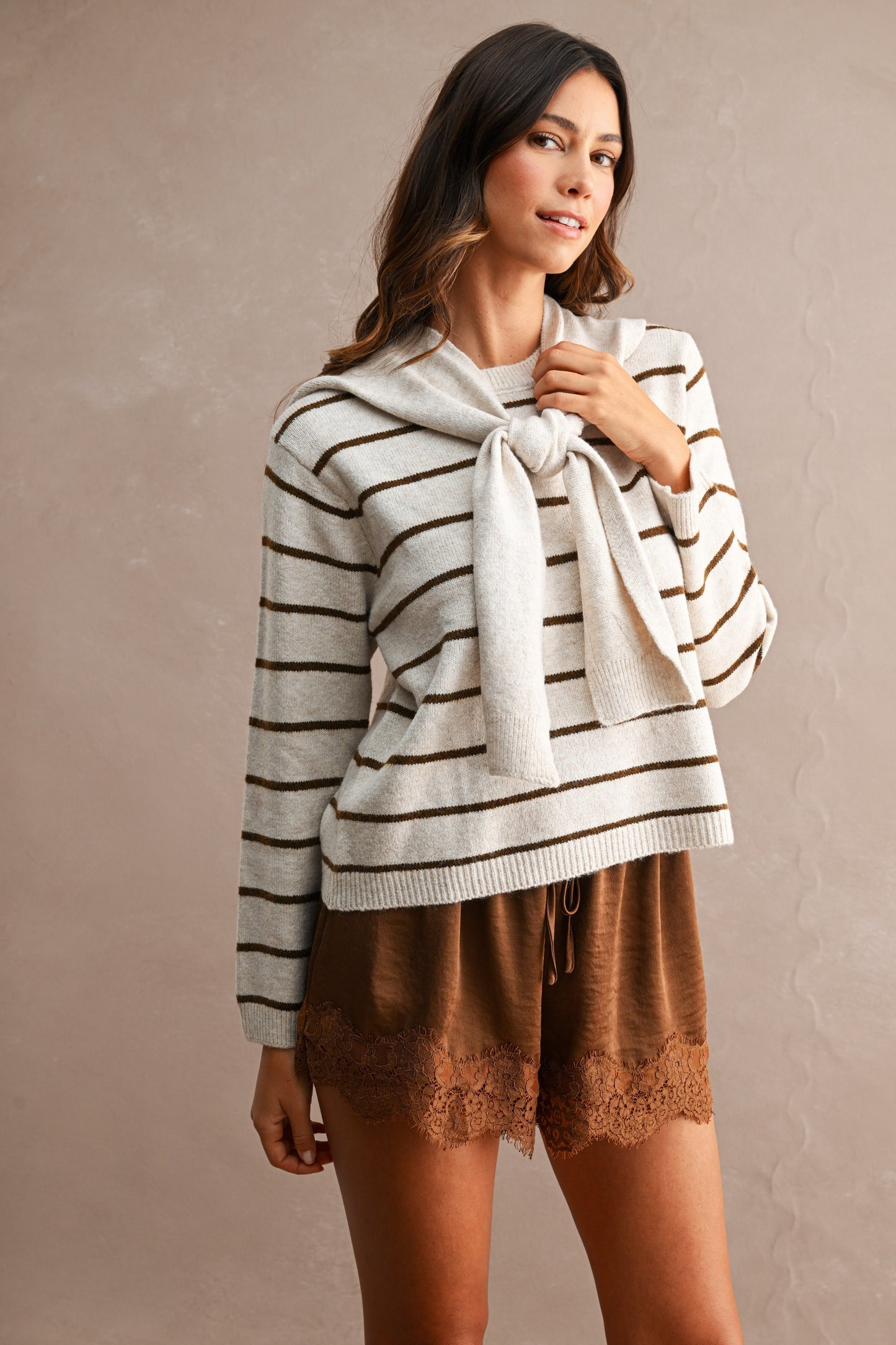 With Detachable Knit Scarf