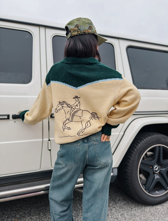 Rodeo Embrodiered Zip Up Cardigan