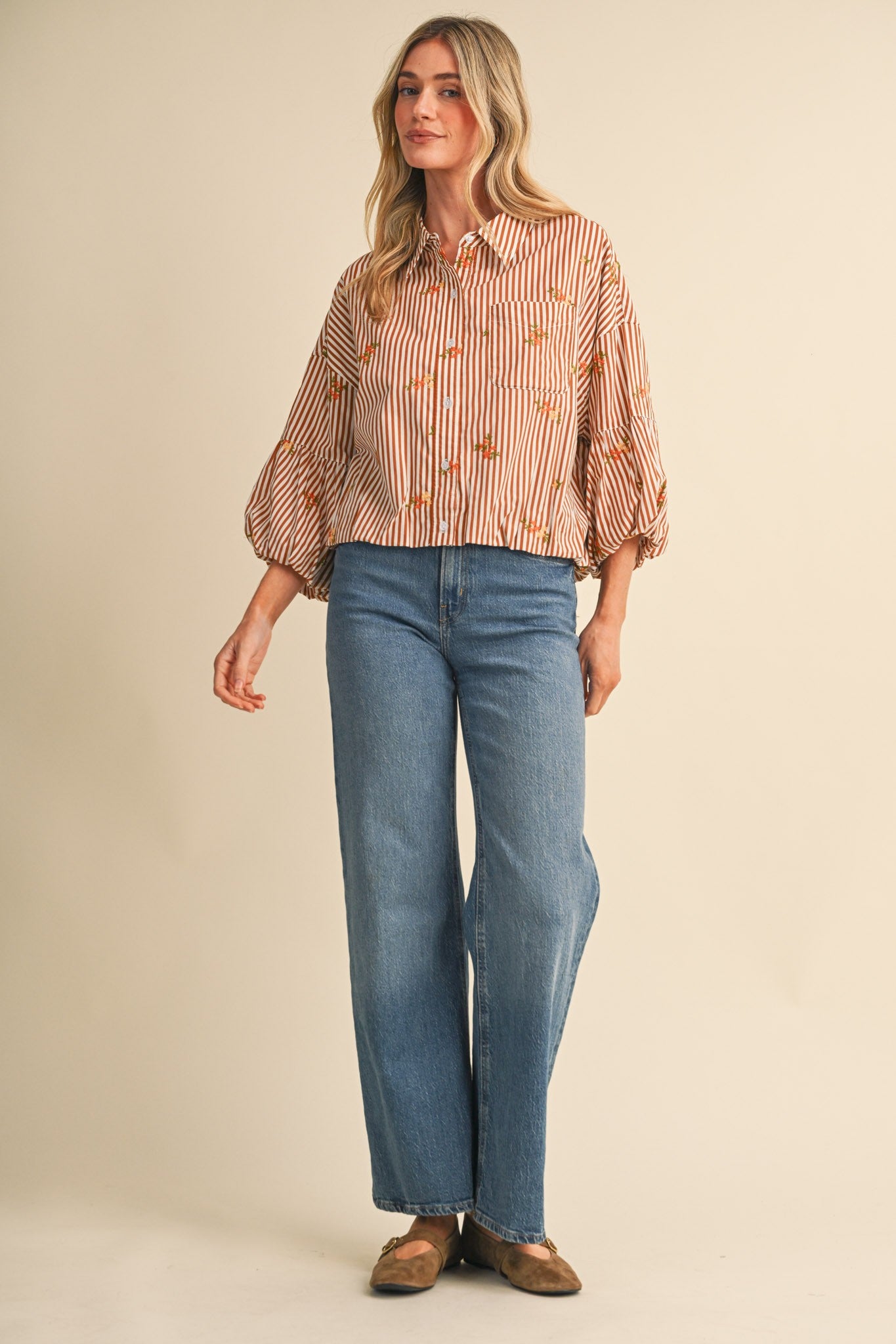 Ellie Embroidered Stripe Blouse