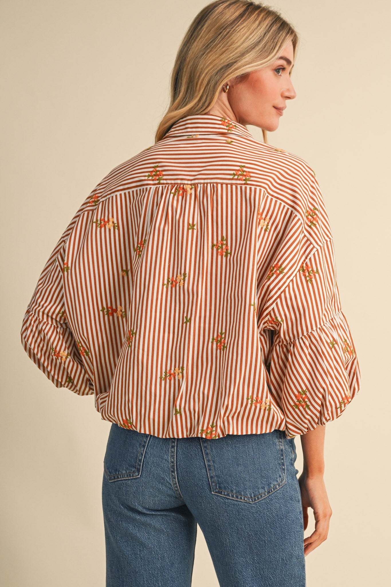 Ellie Embroidered Stripe Blouse