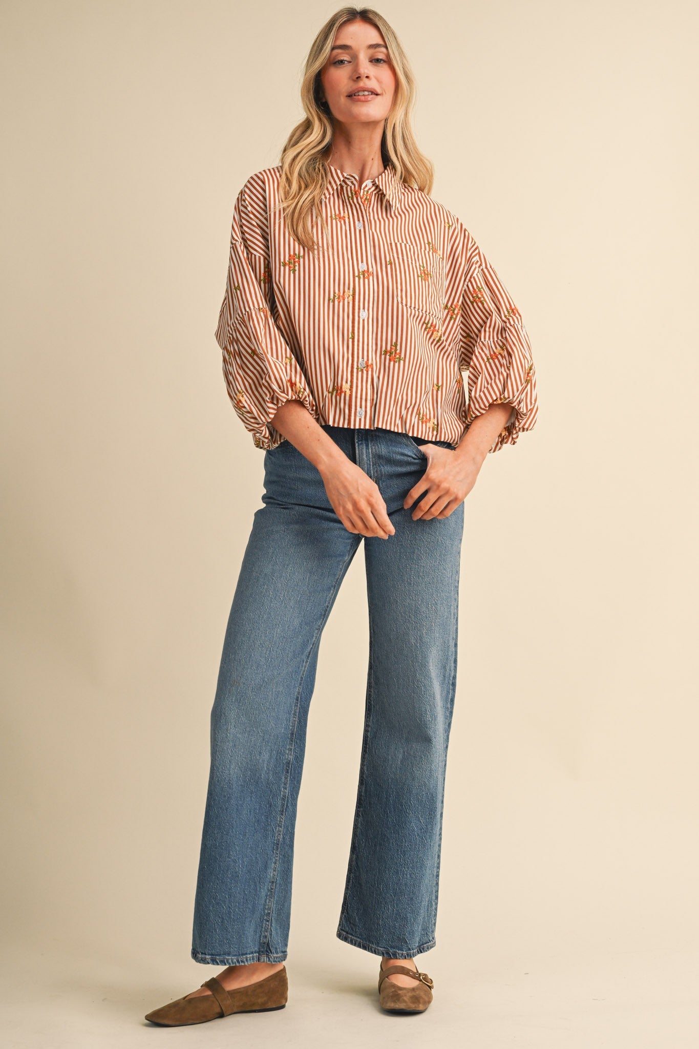 Ellie Embroidered Stripe Blouse