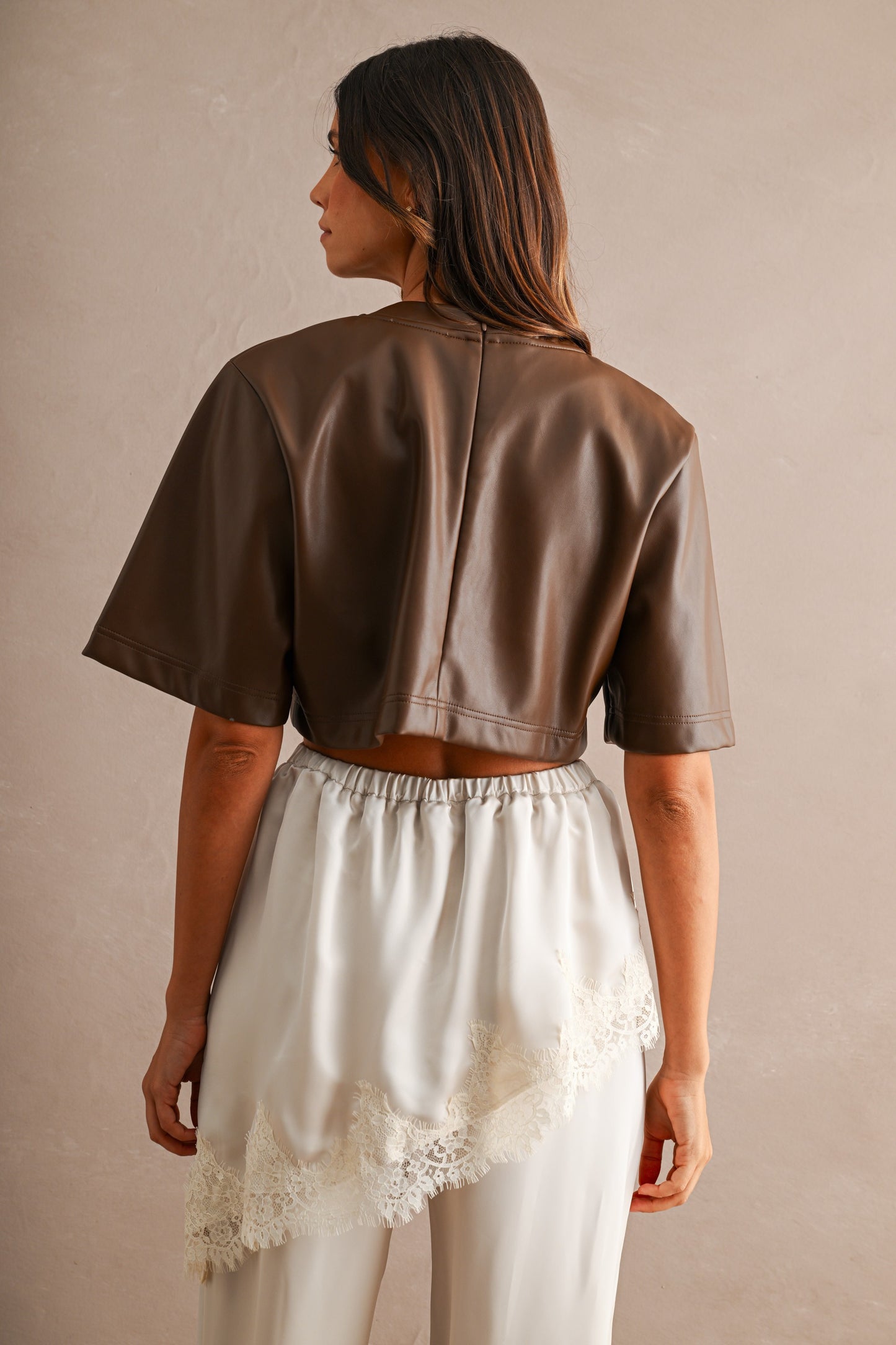 Mocha Muse Faux Leather Crop Top
