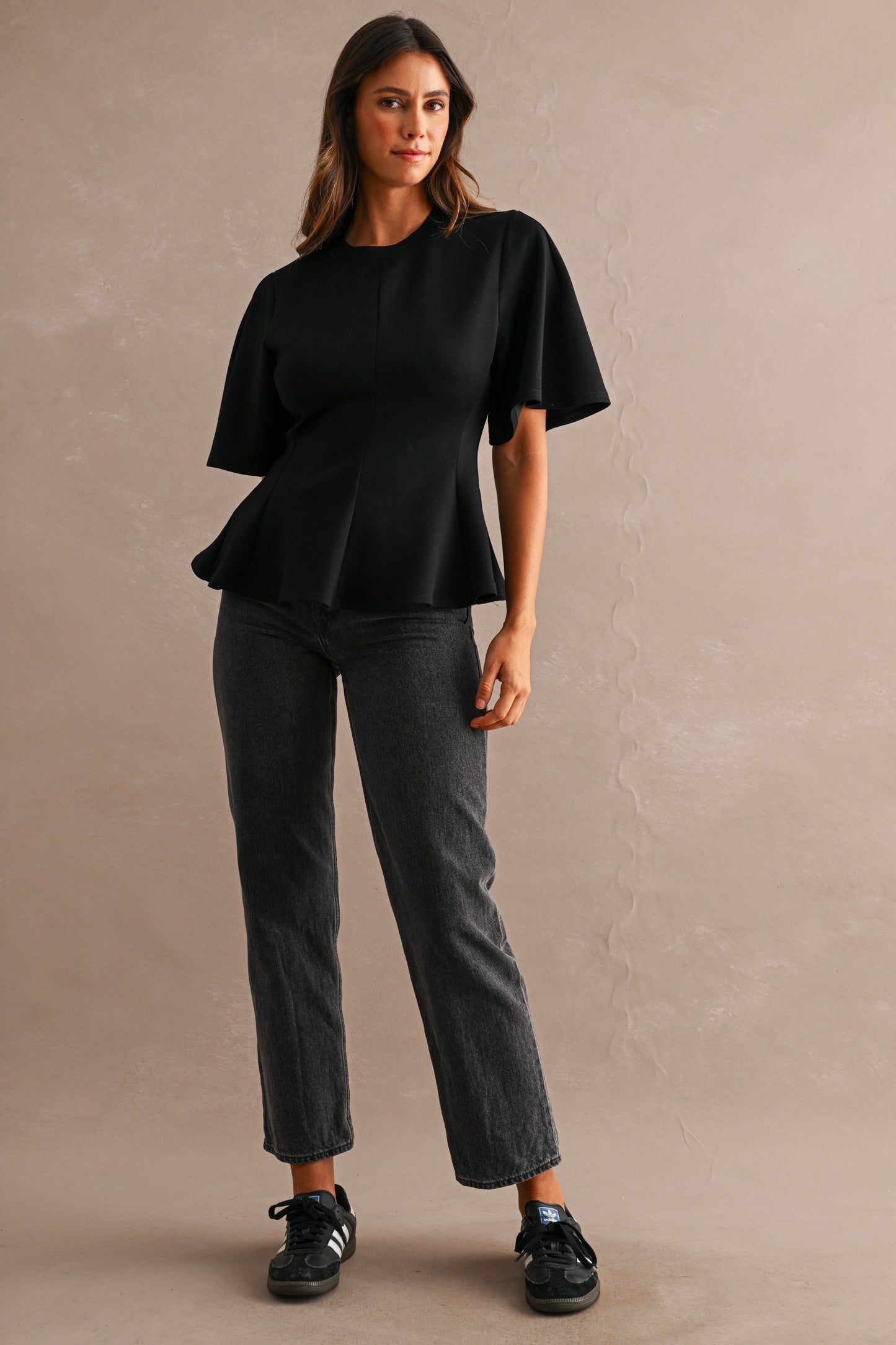 Elevated Scuba Peplum Blouse - Black