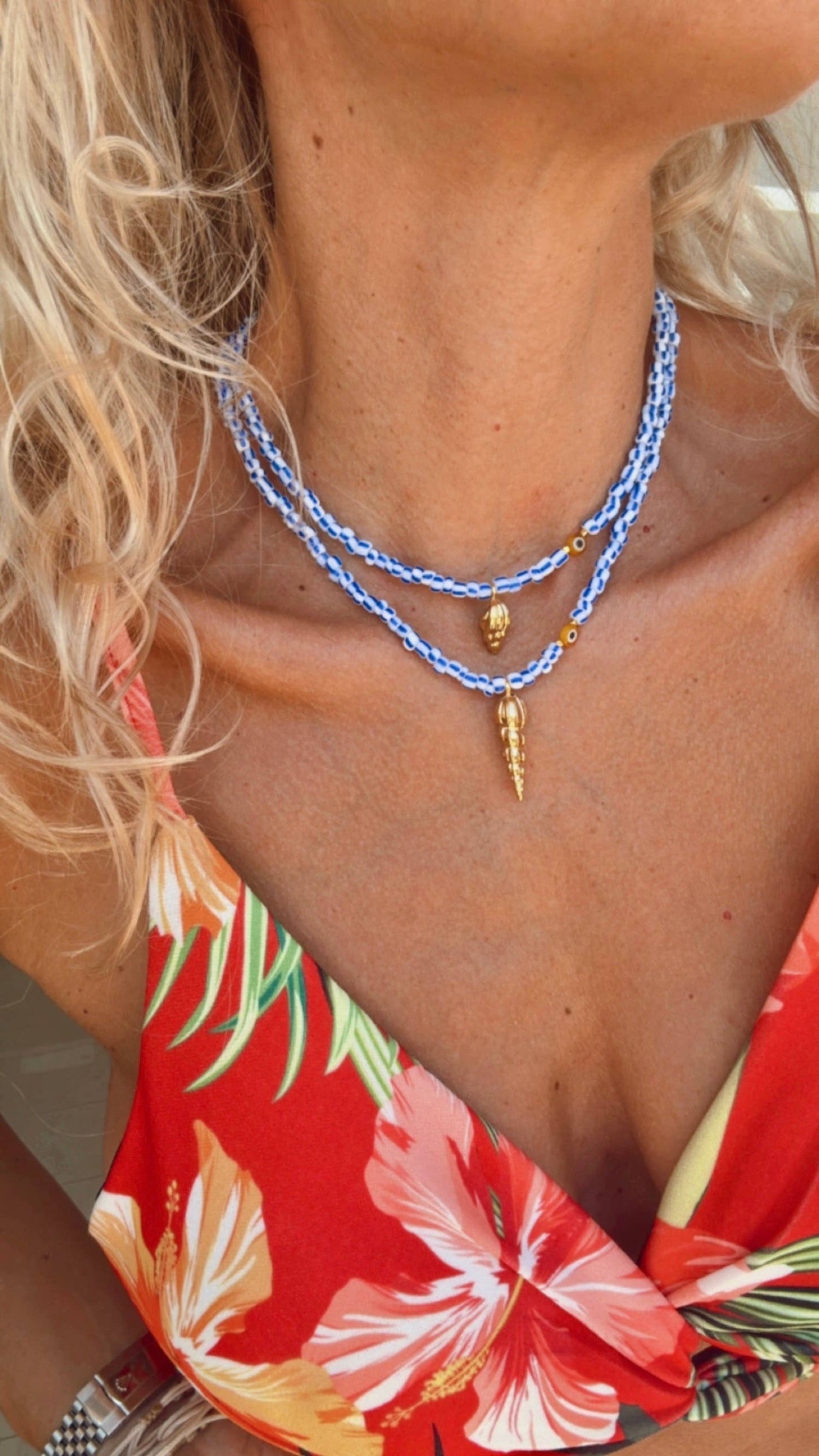 Blue Horizon Shell Necklace