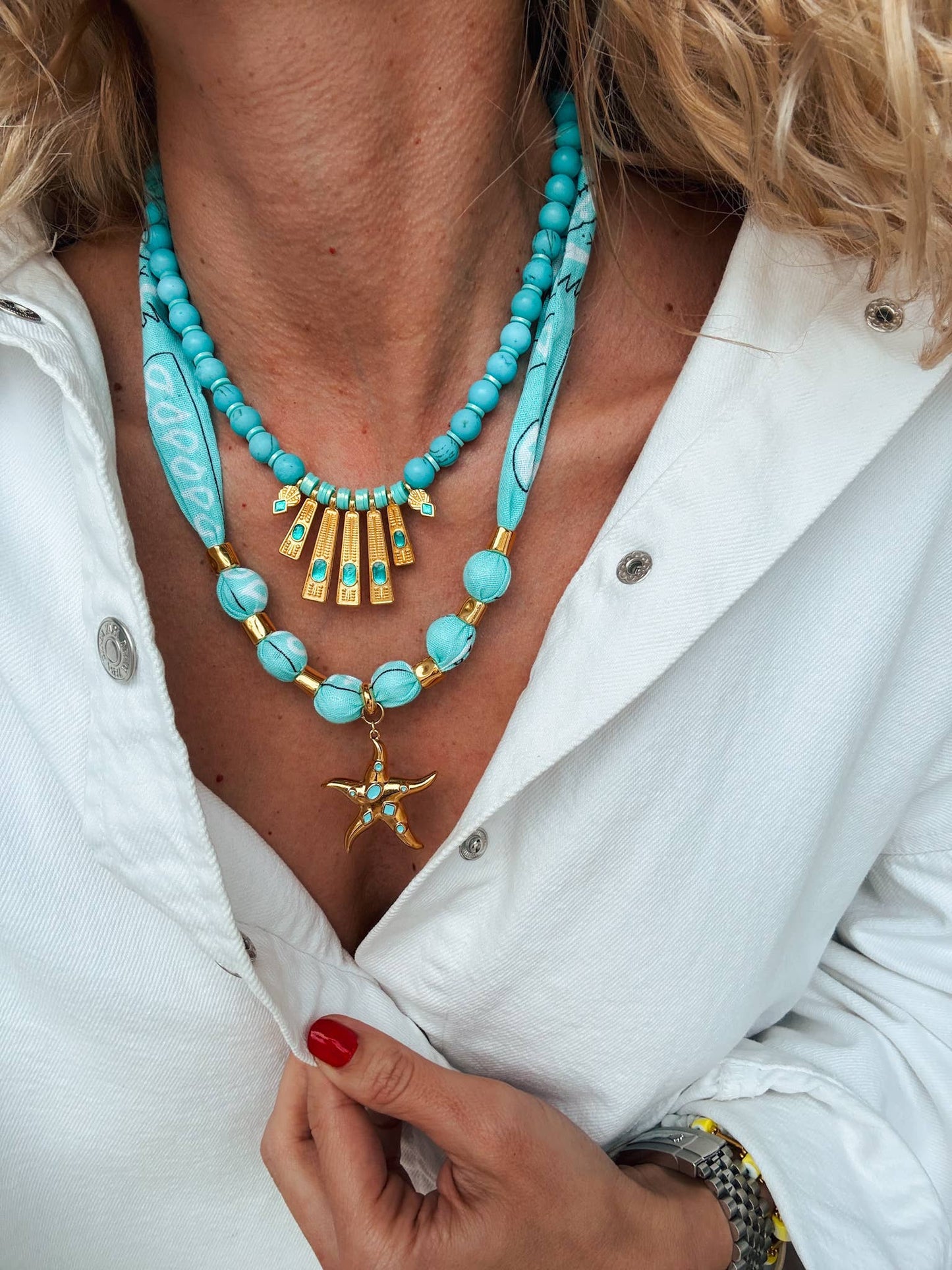 Aqua & Gold Necklace
