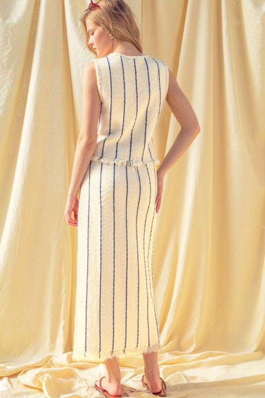 The Capri Stripe Midi Skirt