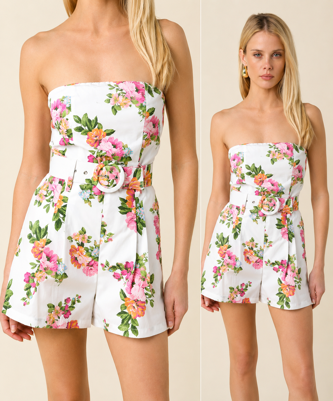 Summer Bloom Strapless Romper