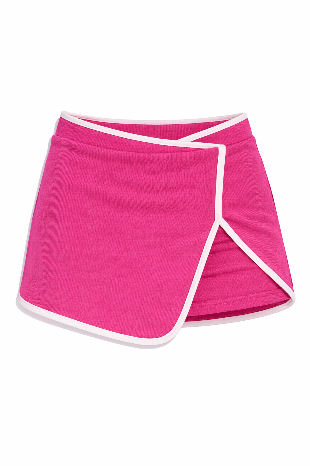 Fuchsia Ribbed Contrast Binding Skort