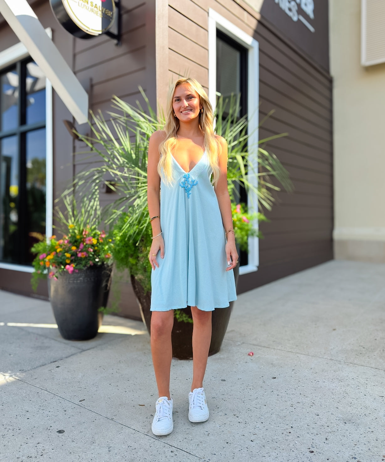 Ocean Coral Blue Mini Dress